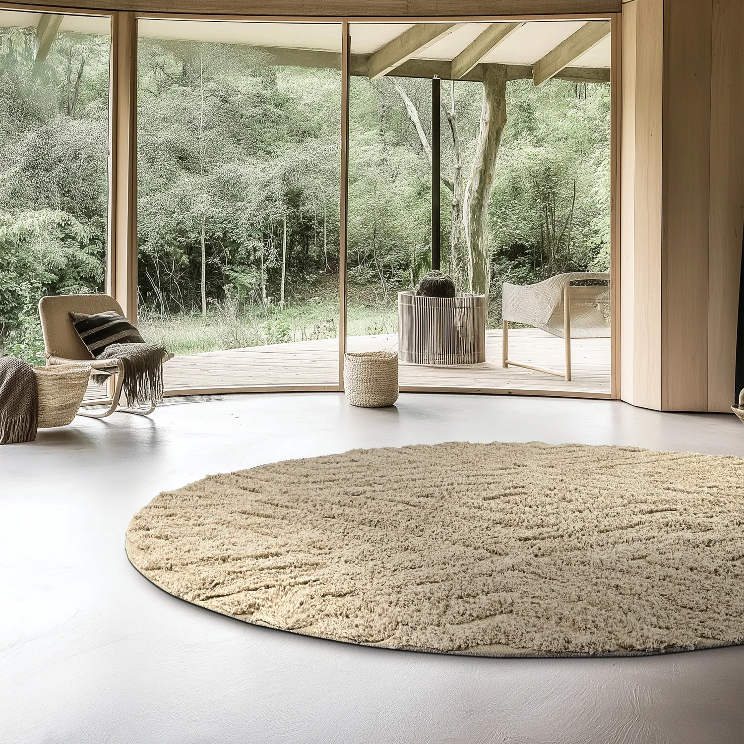 Kulatý koberec - Amberley Natural Cotton Shaggy (béžový)