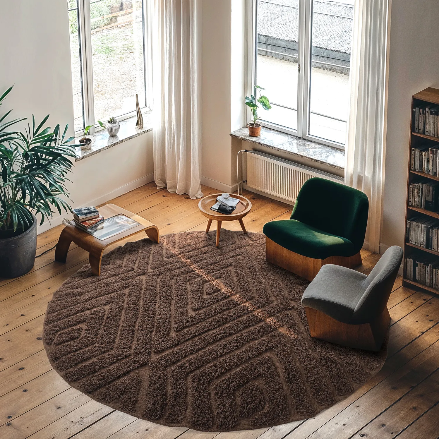 Kulatý koberec - Amberley Natural Cotton Shaggy (hnědý)