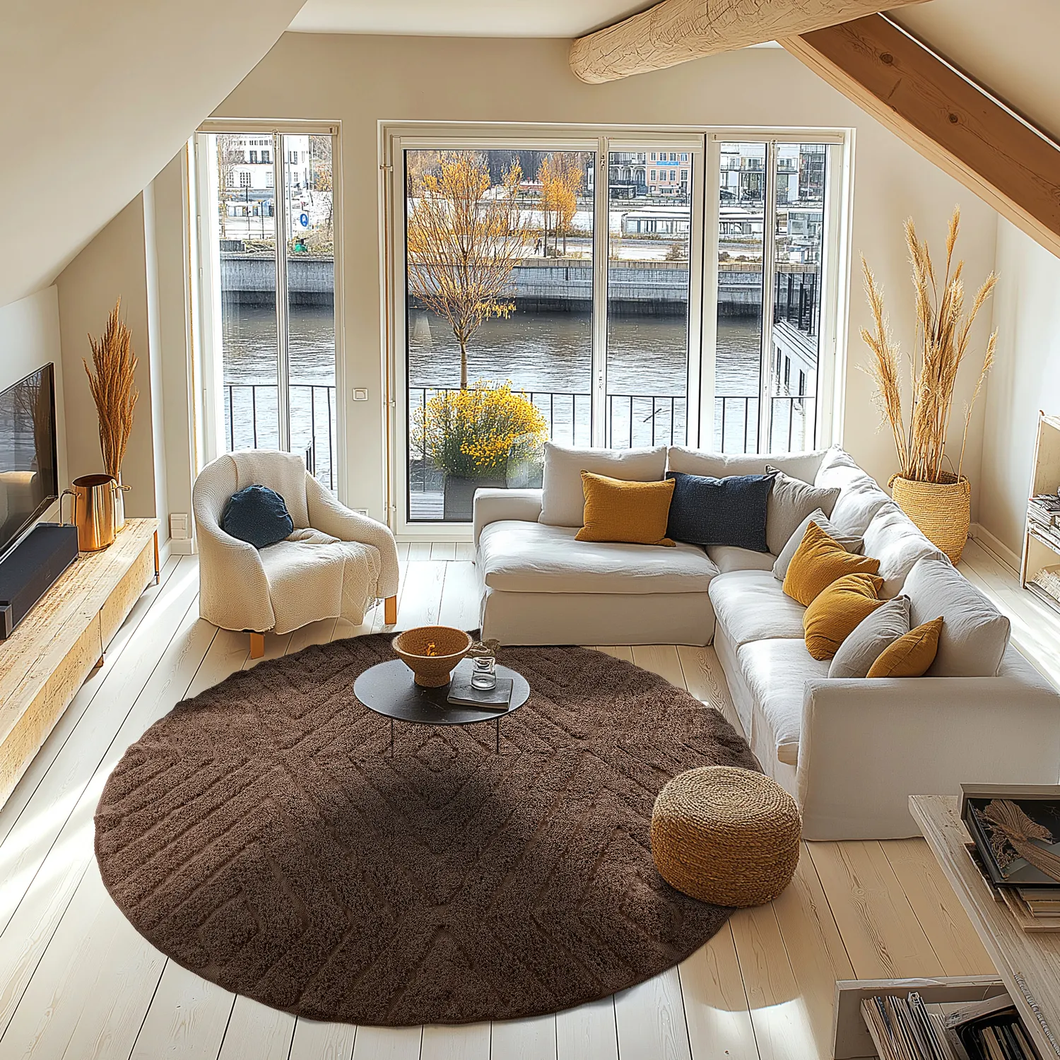 Kulatý koberec - Amberley Natural Cotton Shaggy (hnědý)