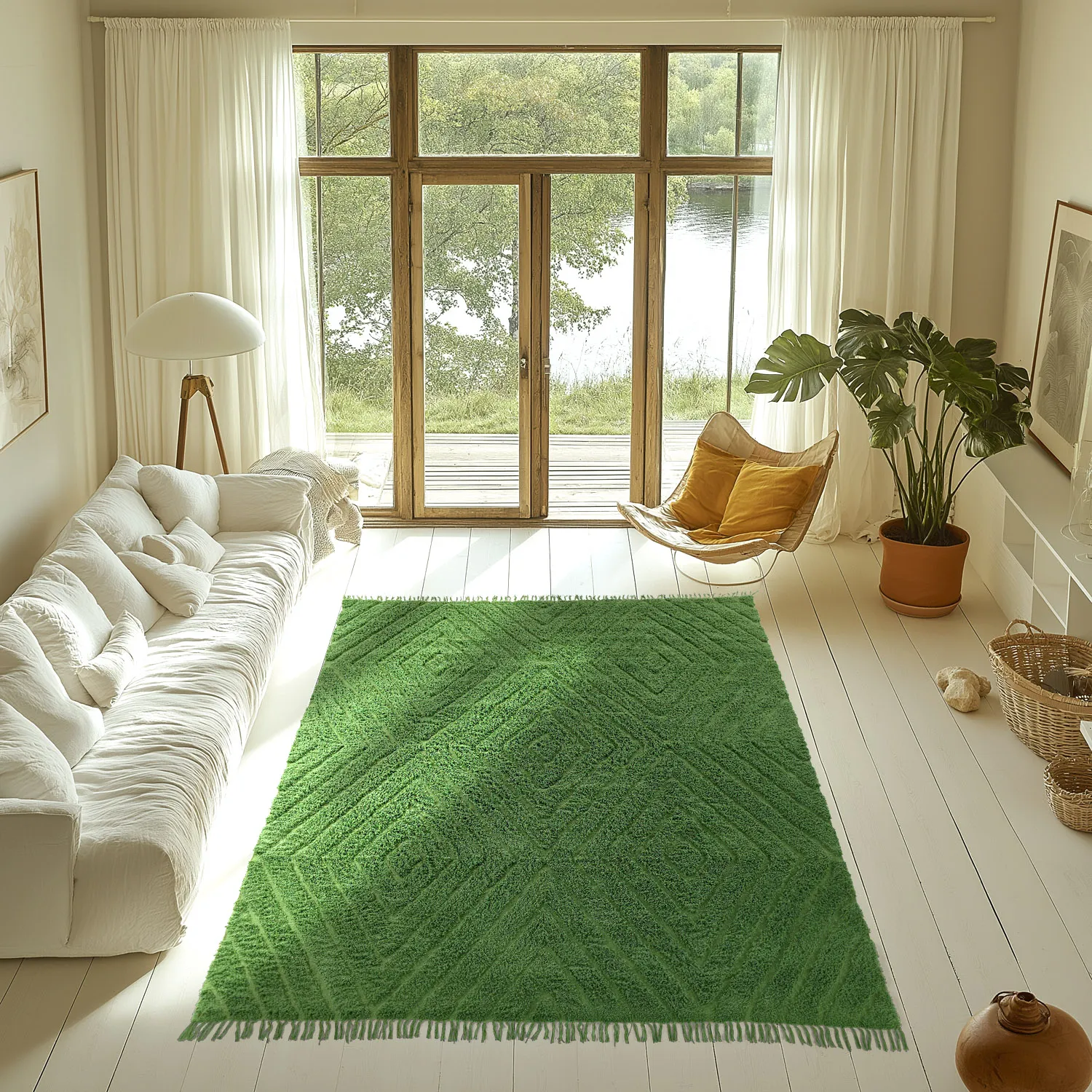 Shaggy koberce - Amberley Natural Cotton Shaggy (zelený)