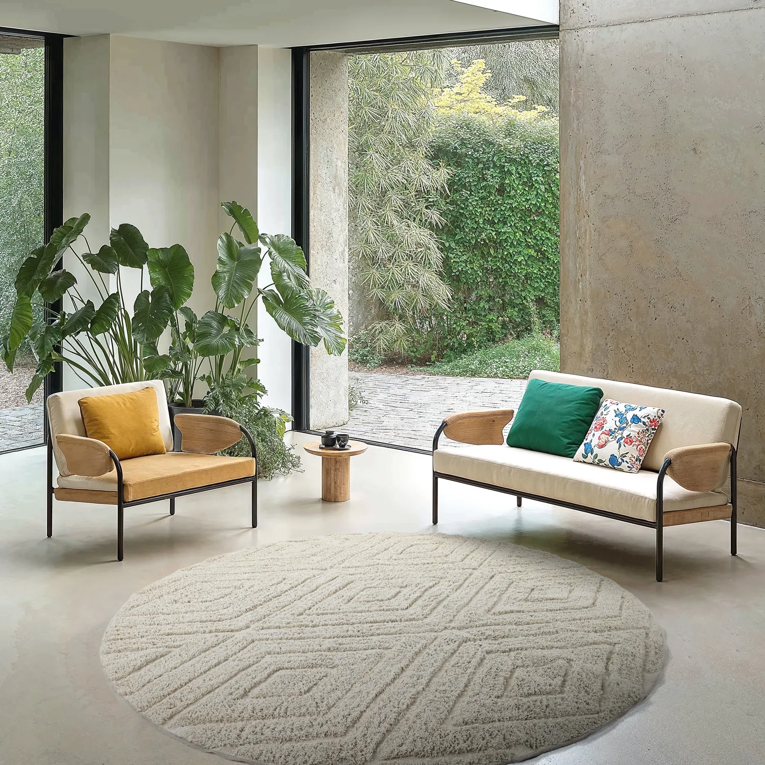 Kulatý koberec - Amberley Natural Cotton Shaggy (špinavě bílá)