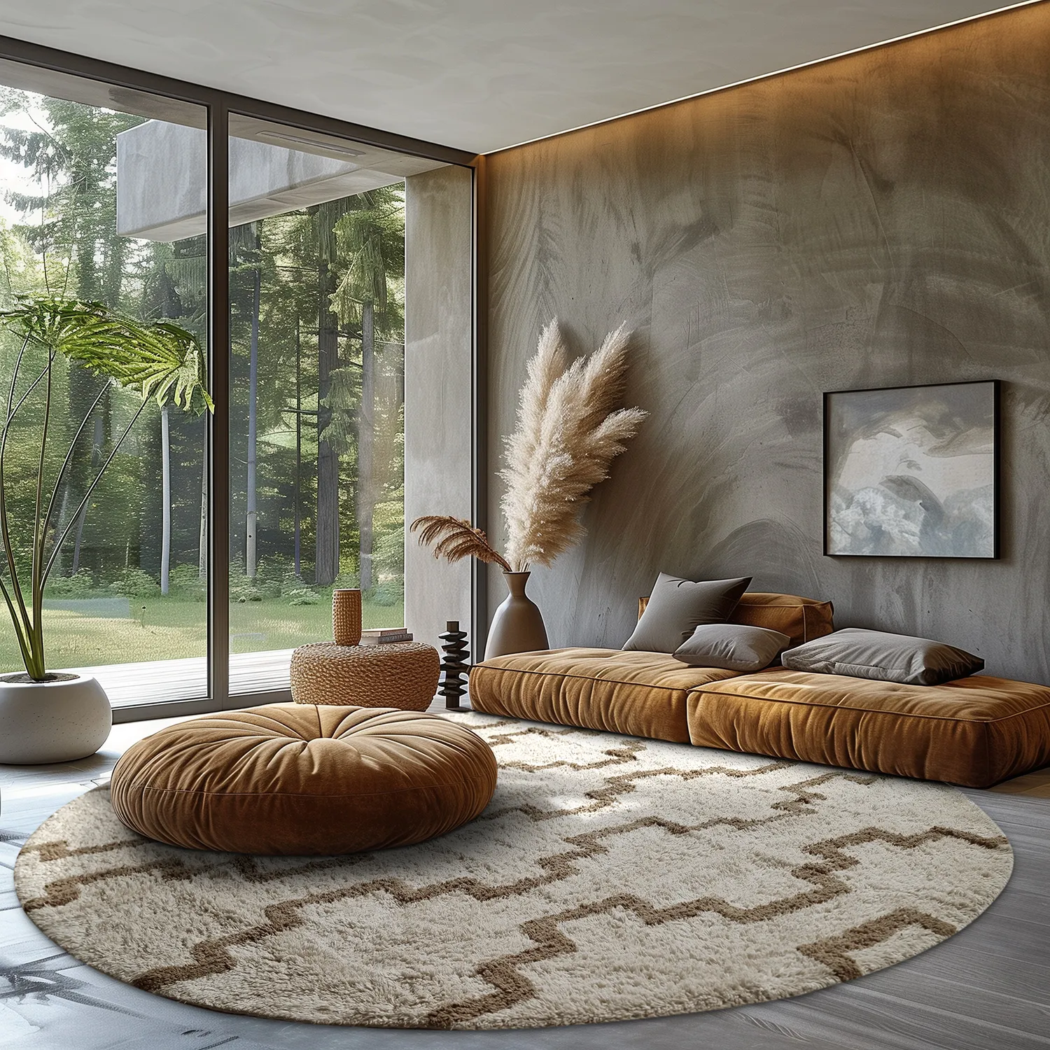 Kulatý koberec - Arlon Natural Cotton Shaggy (béžová)