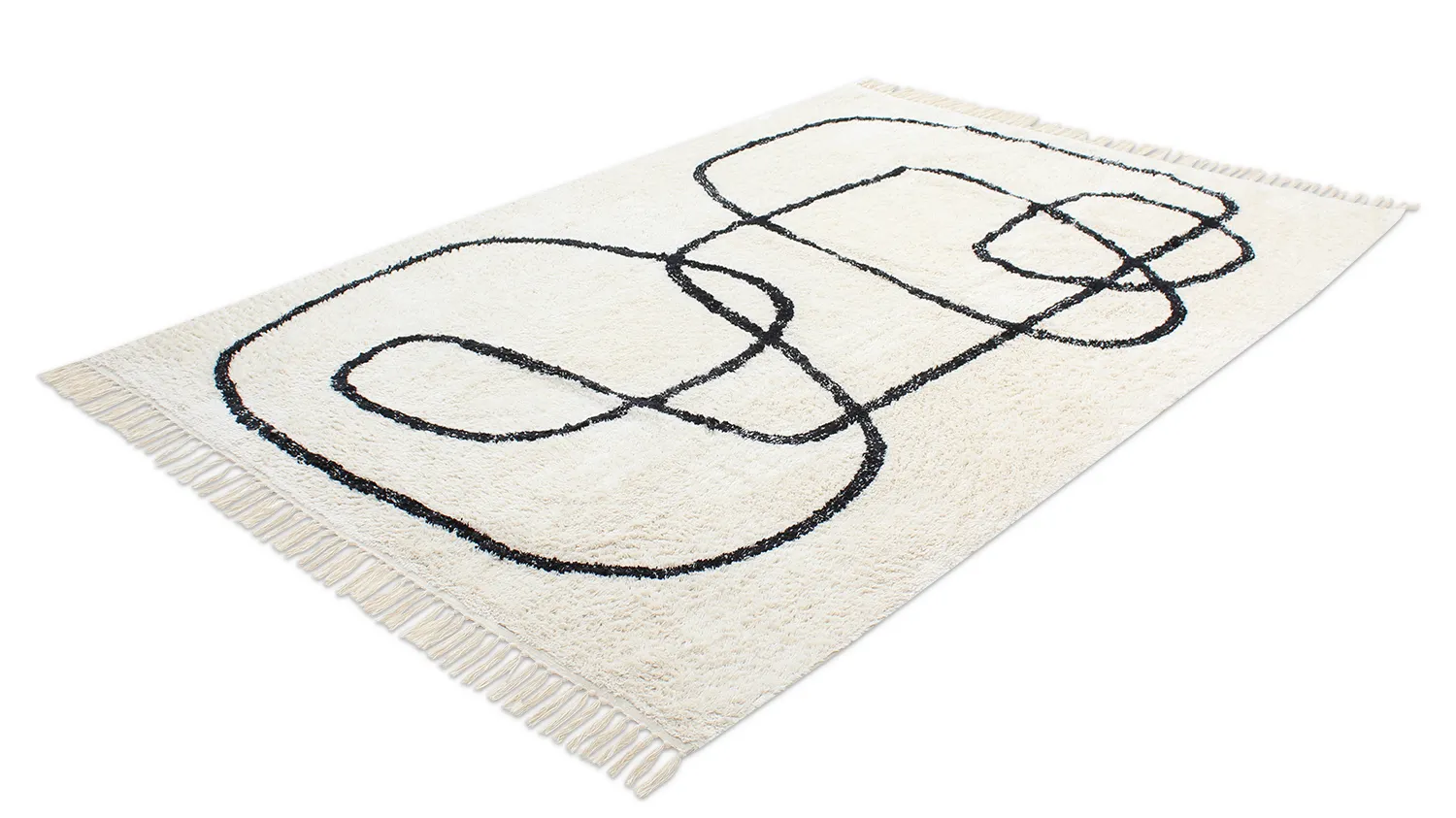 Shaggy koberce - Bavello Natural Cotton Shaggy (offwhite/černá)