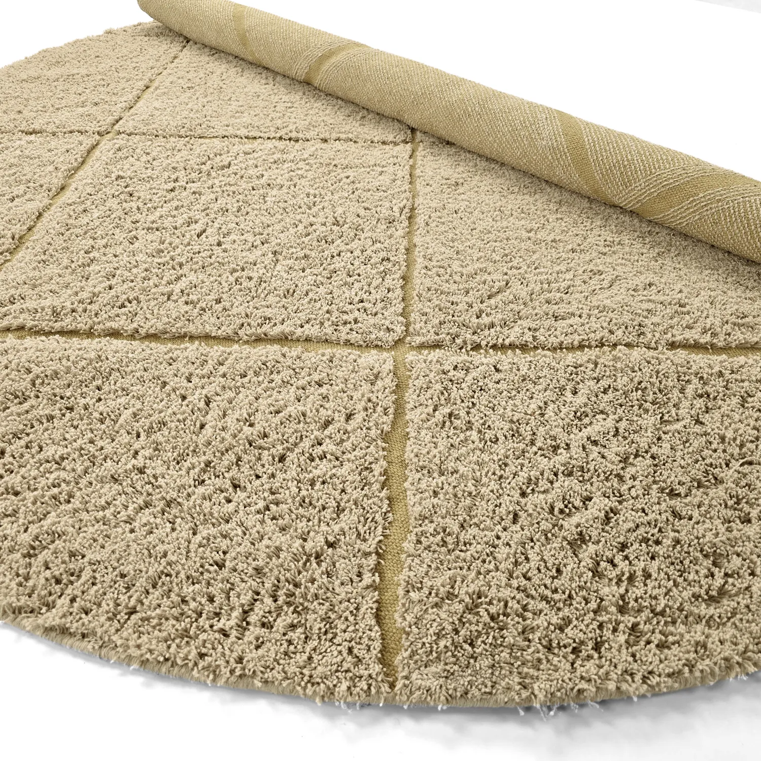 Kulatý koberec - Bellevue Natural Cotton Shaggy (béžová/hnědá)