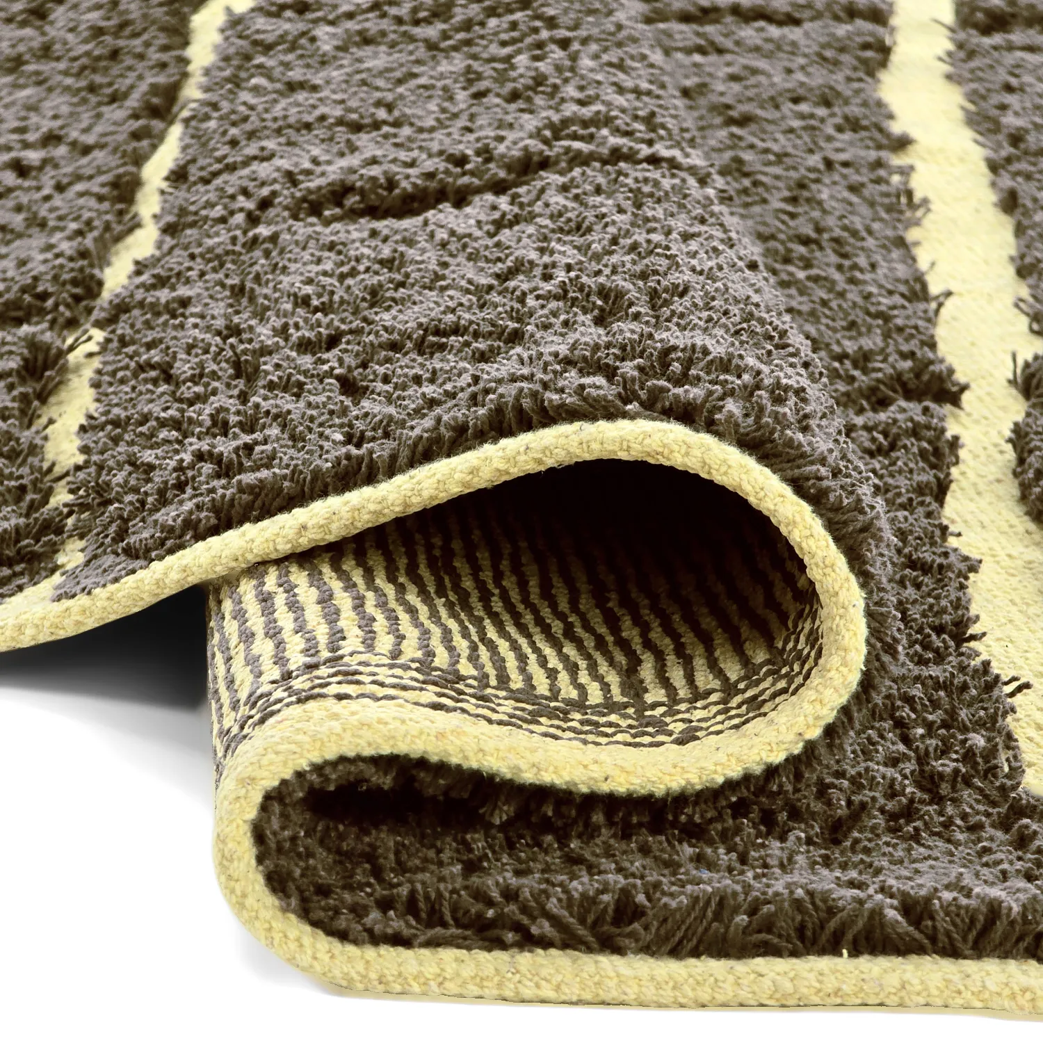 Kulatý koberec - Bellevue Natural Cotton Shaggy (hnědá/žlutá)