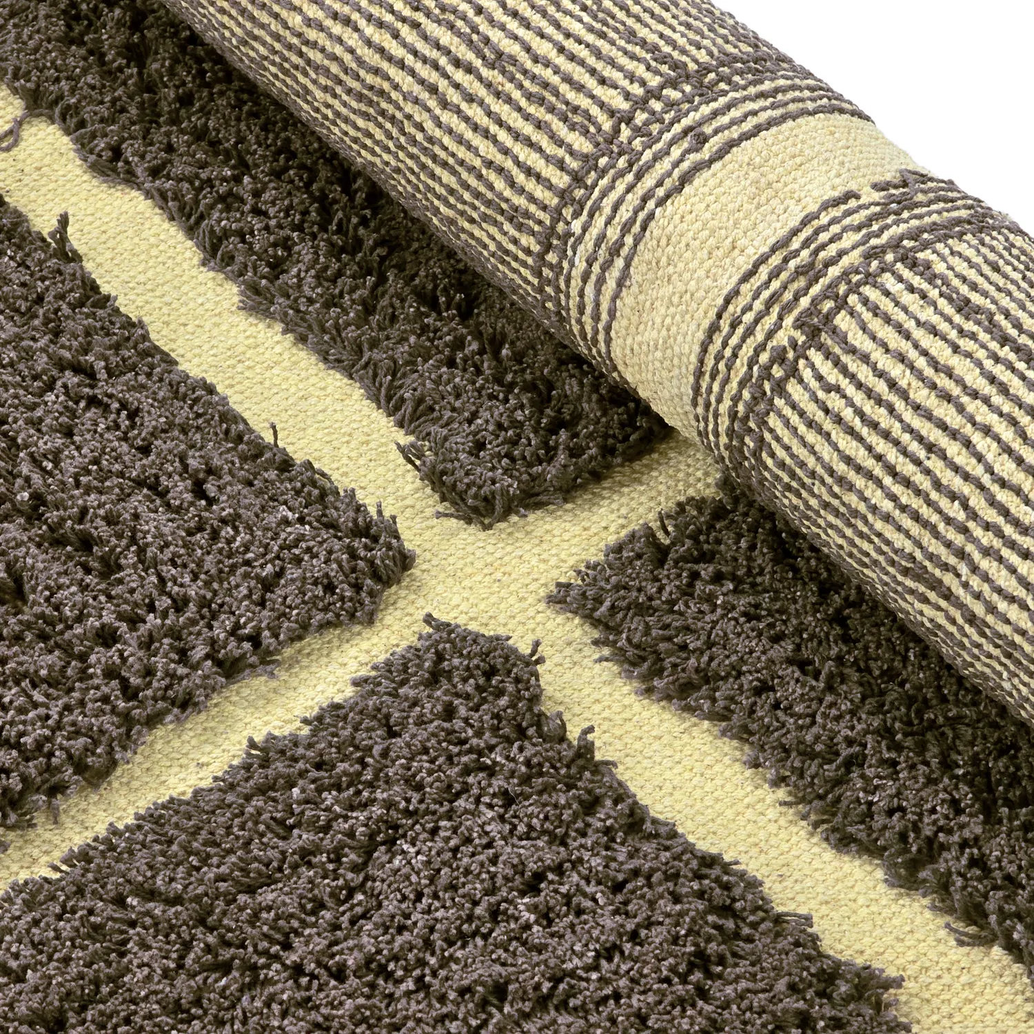 Kulatý koberec - Bellevue Natural Cotton Shaggy (hnědá/žlutá)