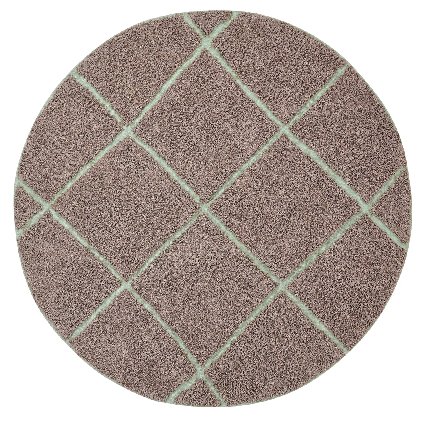 Kulatý koberec - Bellevue Natural Cotton Shaggy (taupe/zelená)