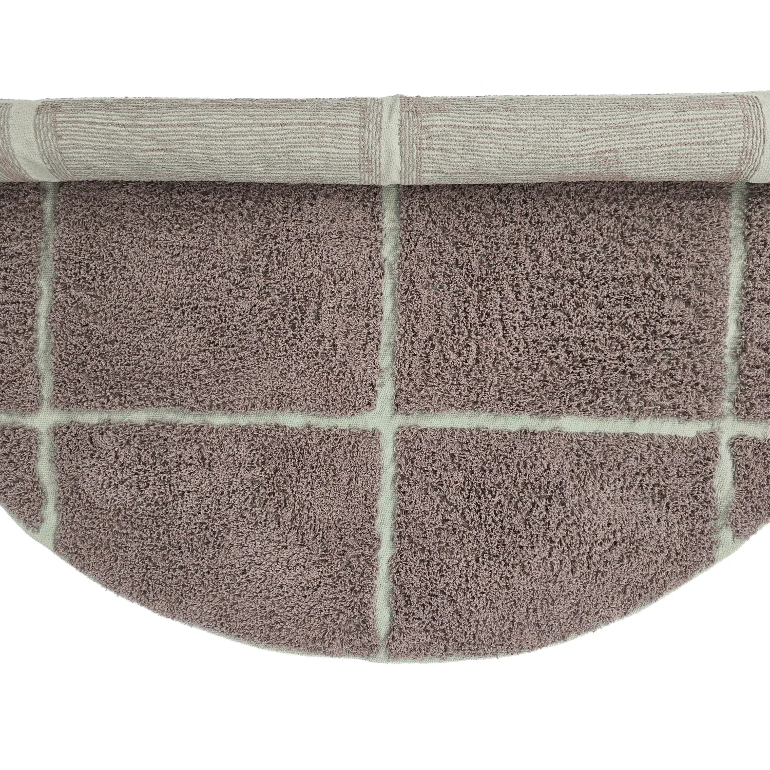 Kulatý koberec - Bellevue Natural Cotton Shaggy (taupe/zelená)