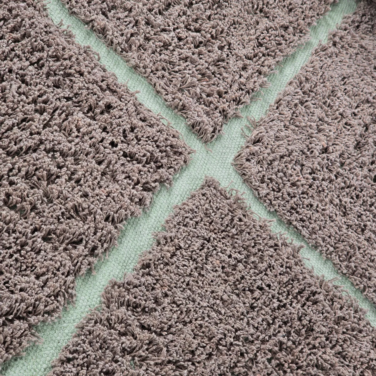 Kulatý koberec - Bellevue Natural Cotton Shaggy (taupe/zelená)