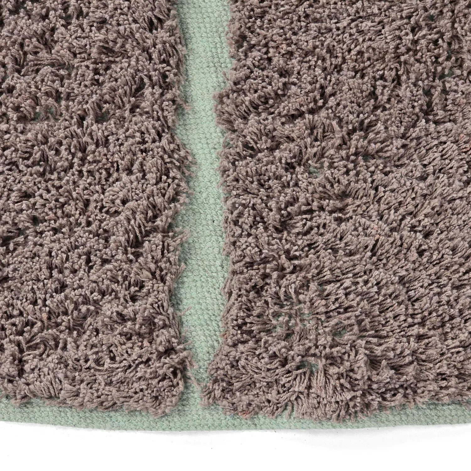 Kulatý koberec - Bellevue Natural Cotton Shaggy (taupe/zelená)