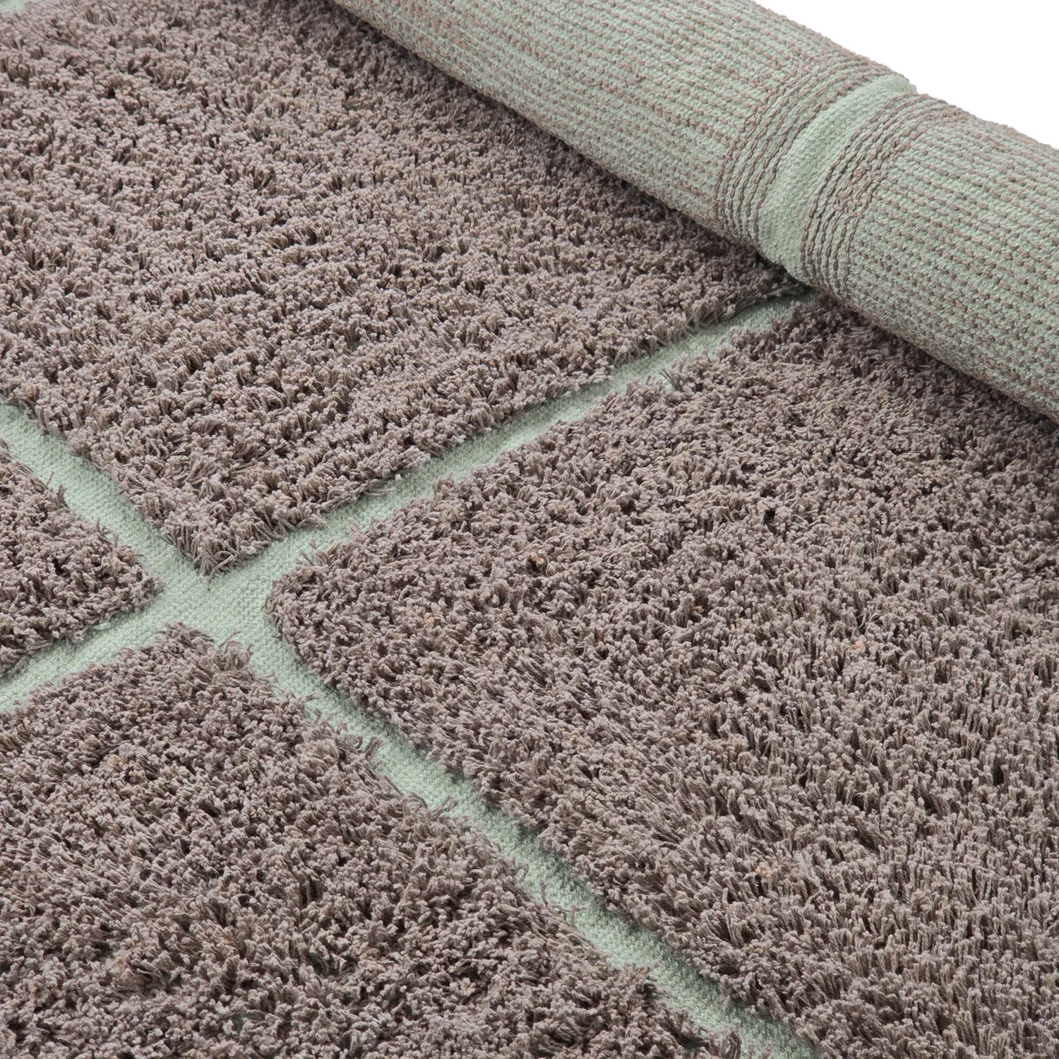 Kulatý koberec - Bellevue Natural Cotton Shaggy (taupe/zelená)