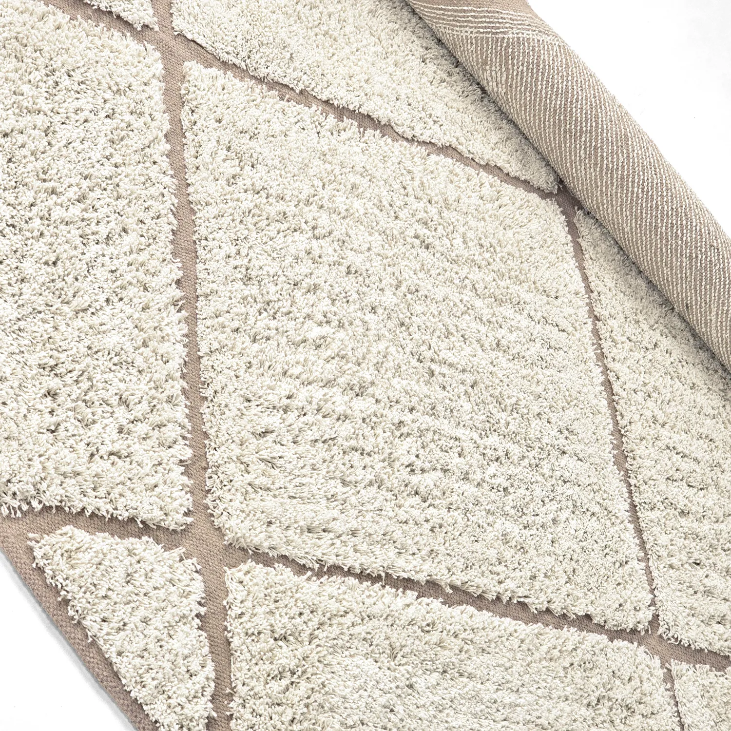Kulatý koberec - Bellevue Natural Cotton Shaggy (šedobílá/béžová)