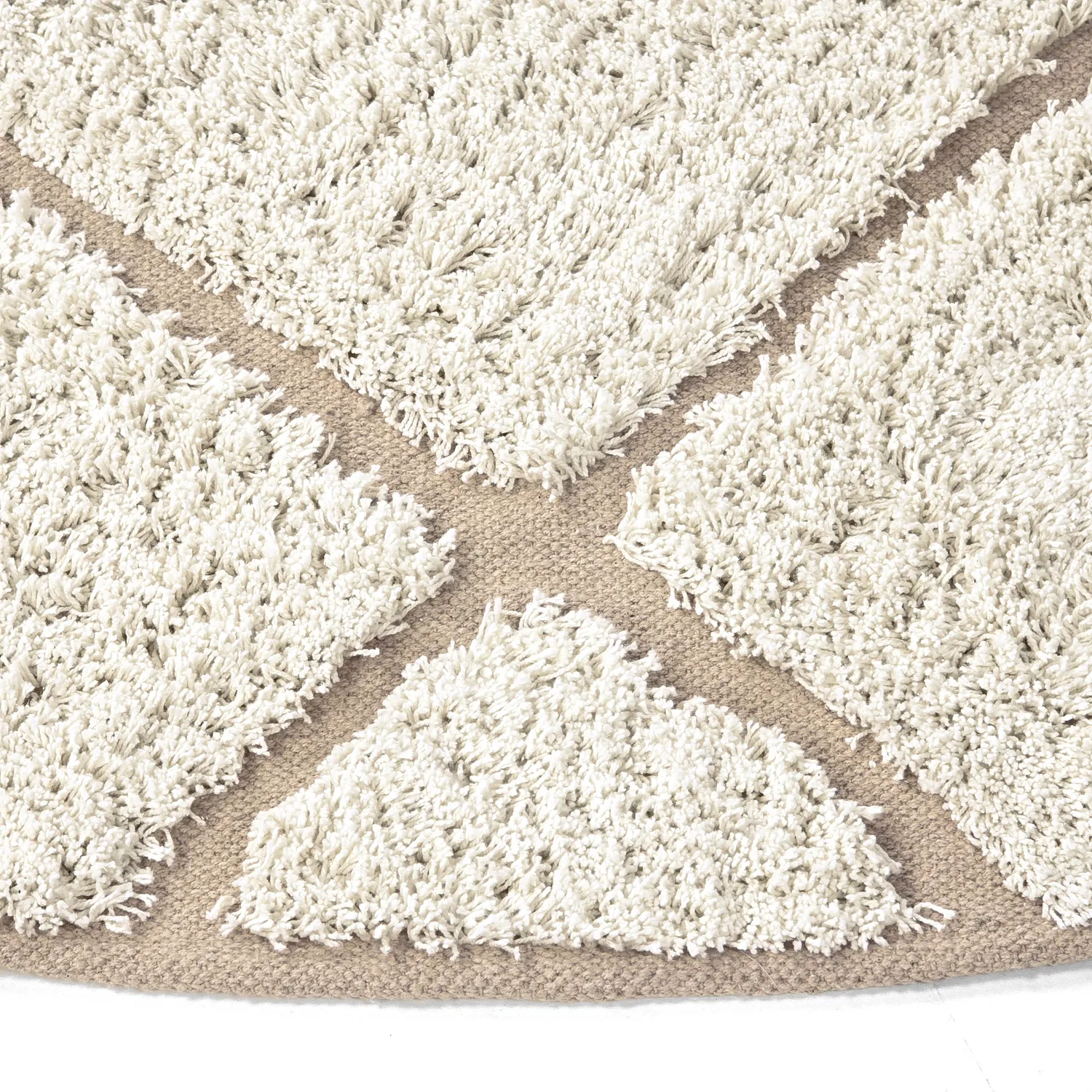 Kulatý koberec - Bellevue Natural Cotton Shaggy (šedobílá/béžová)