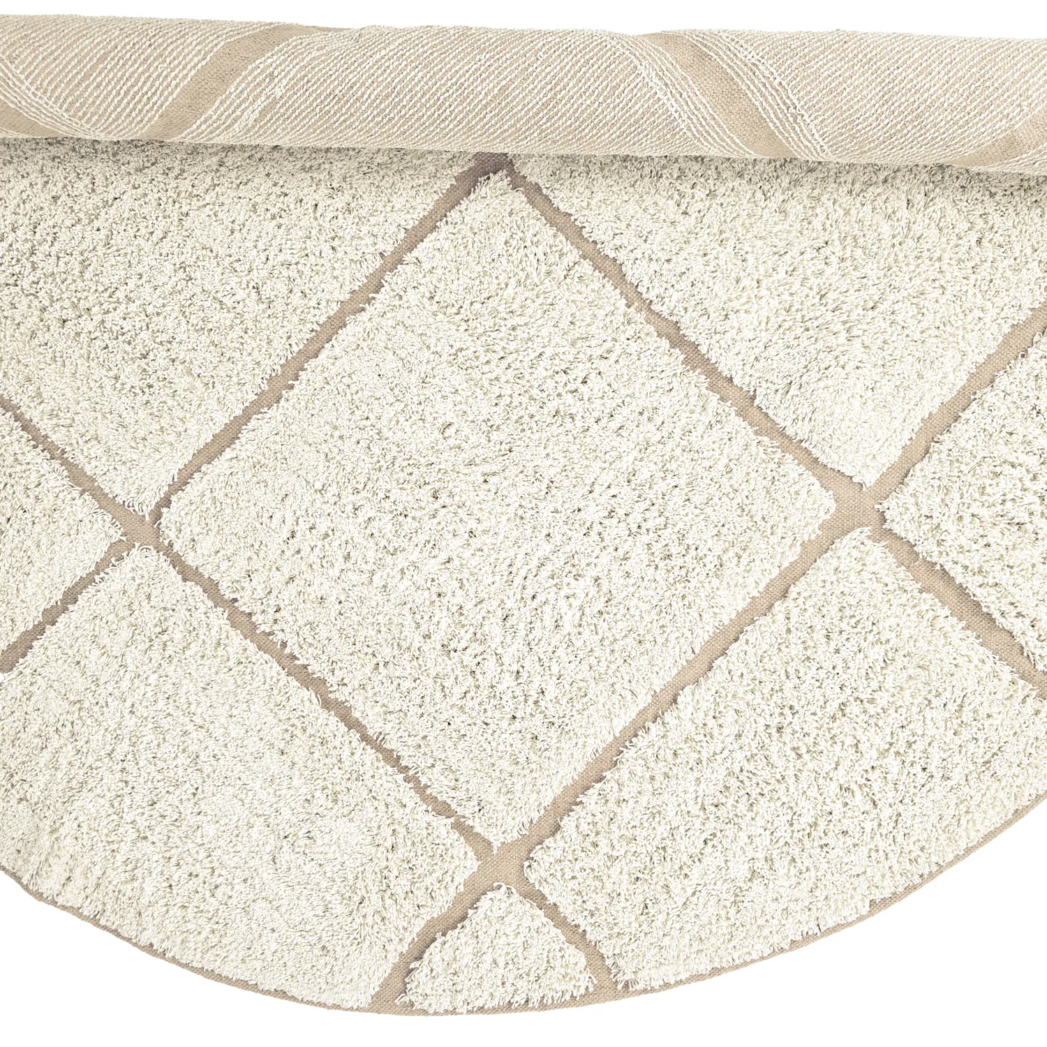Kulatý koberec - Bellevue Natural Cotton Shaggy (šedobílá/béžová)