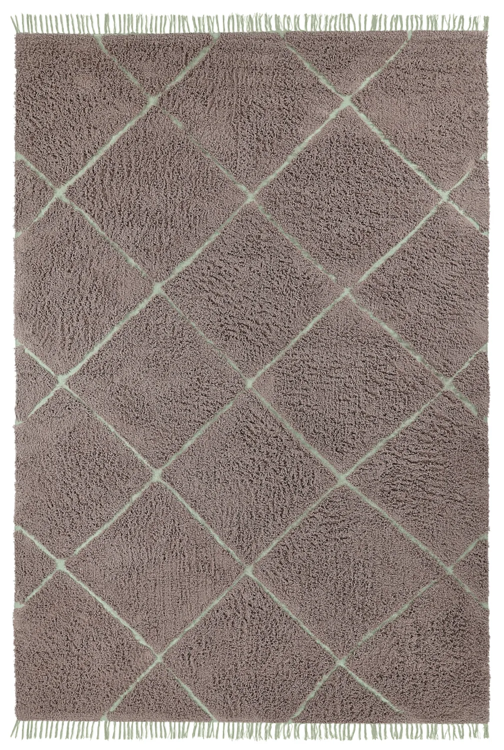 Shaggy koberce - Bellevue Natural Cotton Shaggy (taupe/zelená)
