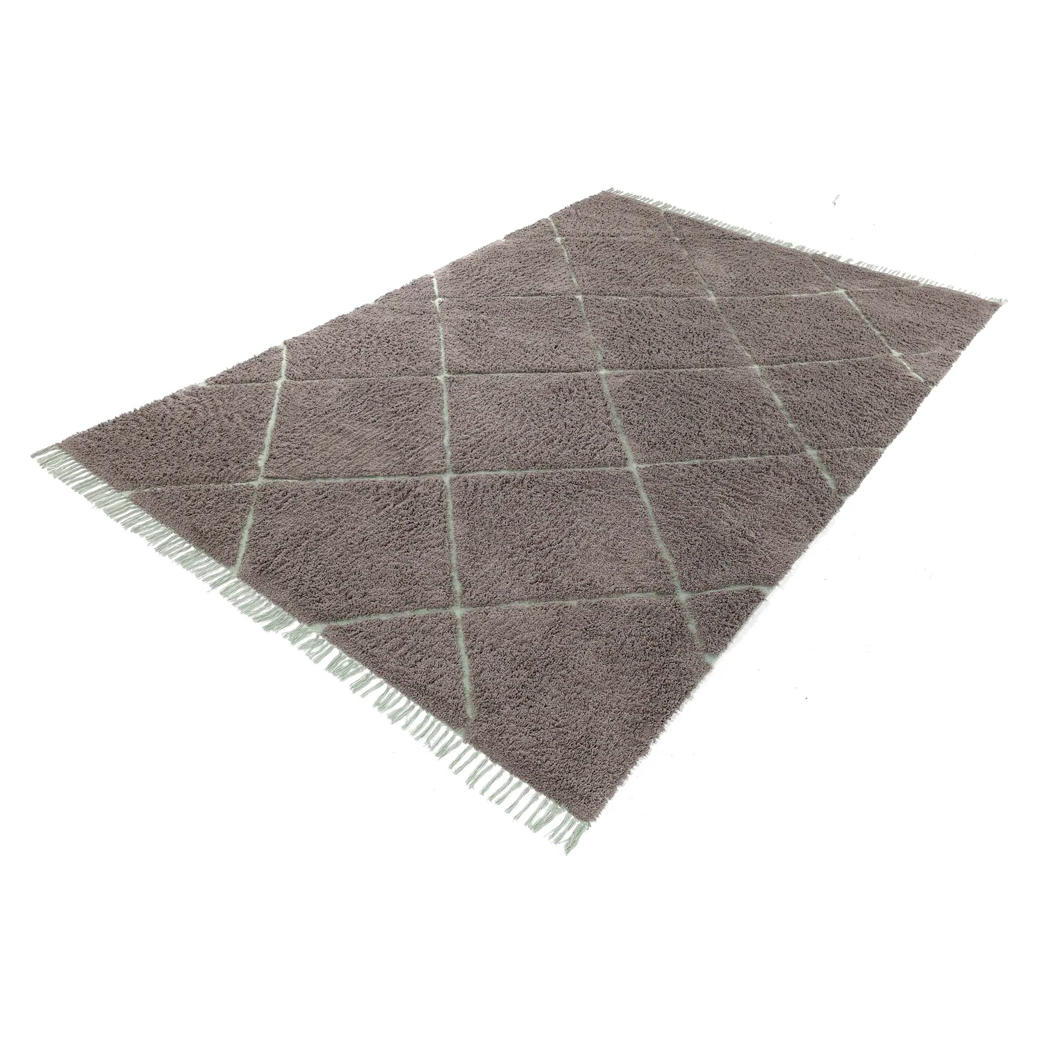 Shaggy koberce - Bellevue Natural Cotton Shaggy (taupe/zelená)