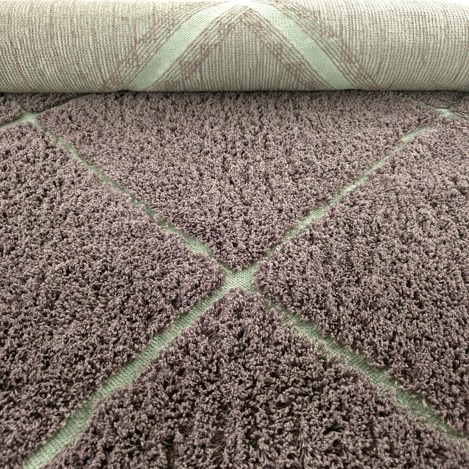 Shaggy koberce - Bellevue Natural Cotton Shaggy (taupe/zelená)