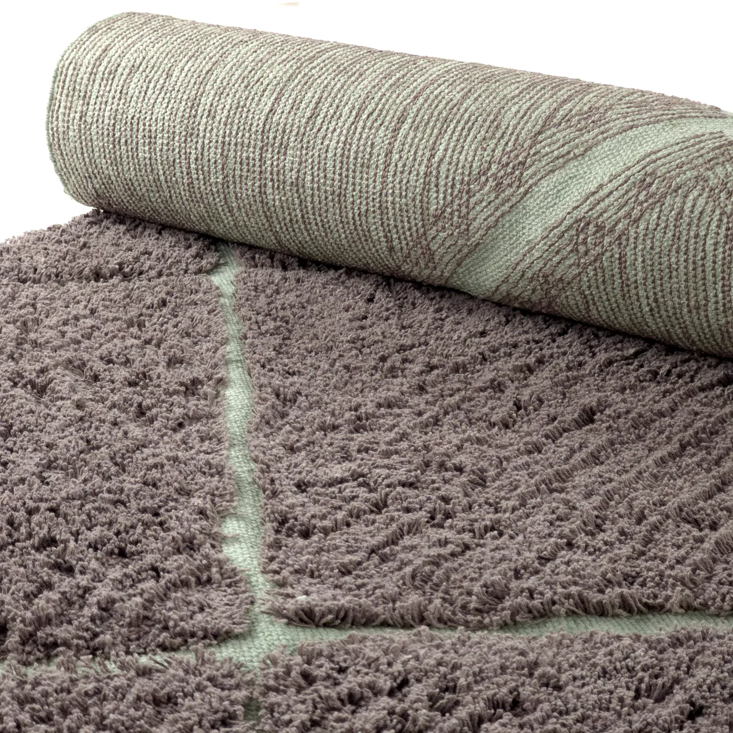 Shaggy koberce - Bellevue Natural Cotton Shaggy (taupe/zelená)