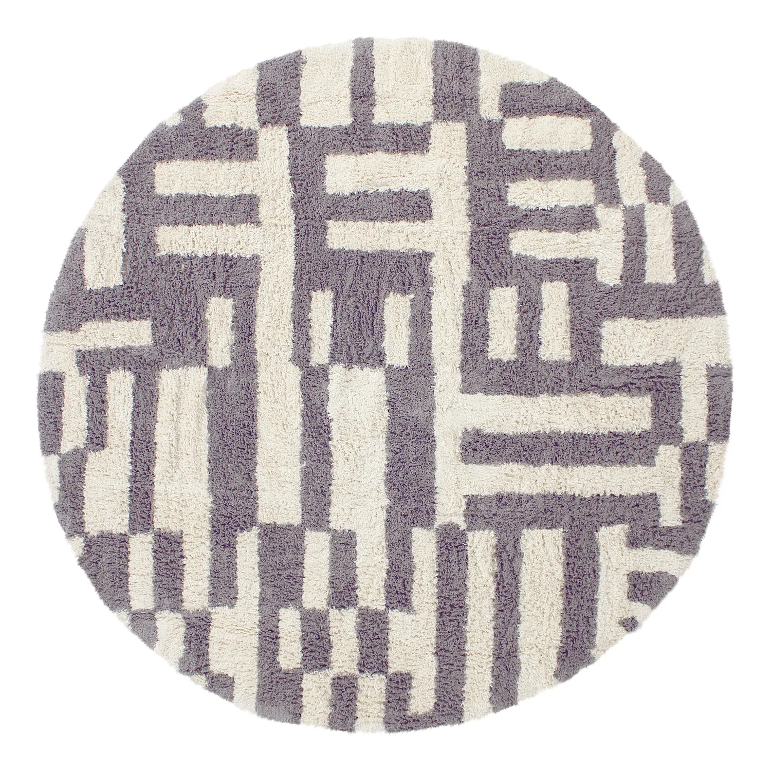 Kulatý koberec - Bergamo Natural Cotton Shaggy (šedá/bílá)
