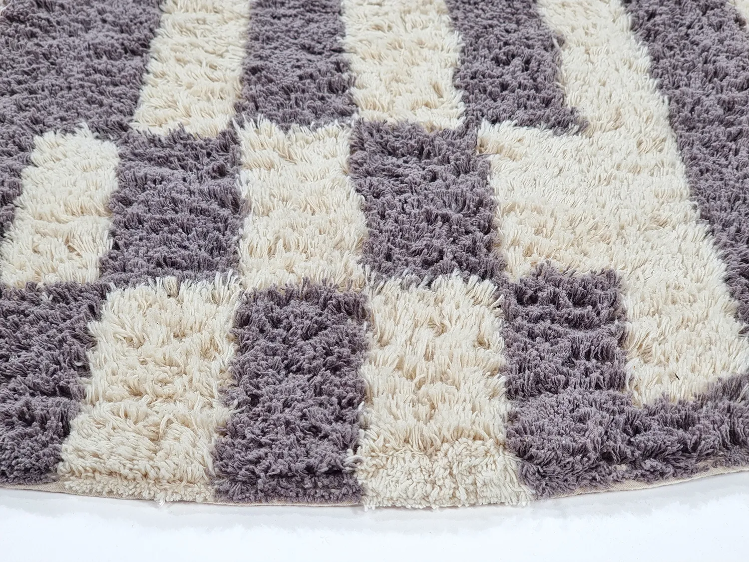 Kulatý koberec - Bergamo Natural Cotton Shaggy (šedá/bílá)
