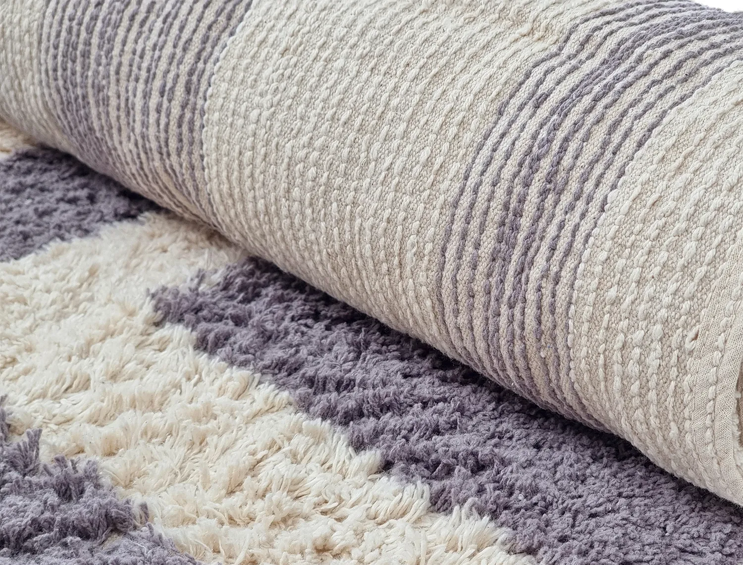 Kulatý koberec - Bergamo Natural Cotton Shaggy (šedá/bílá)
