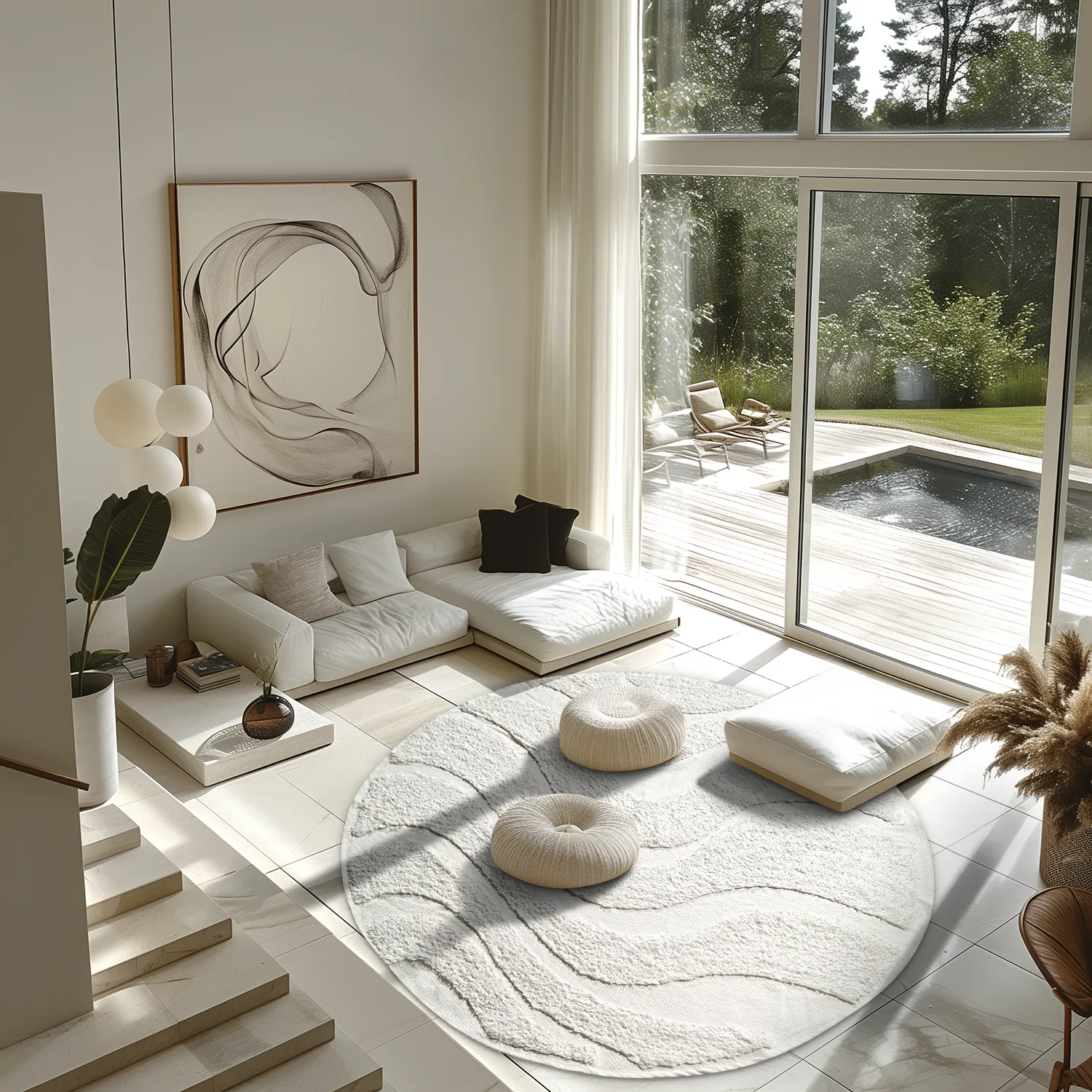 Kulatý koberec - Bonnie Natural Cotton Shaggy (offwhite)