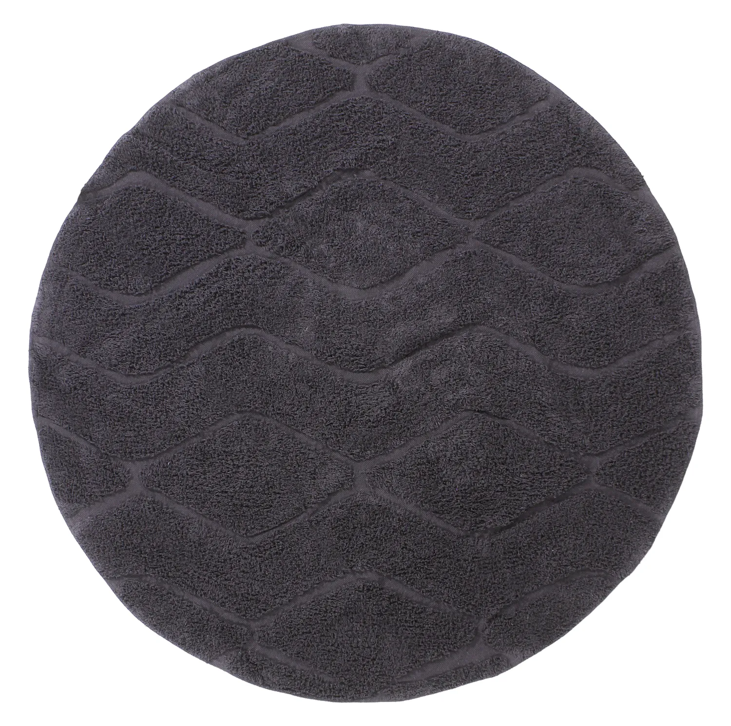 Kulatý koberec - Brynn Natural Cotton Shaggy (černá)