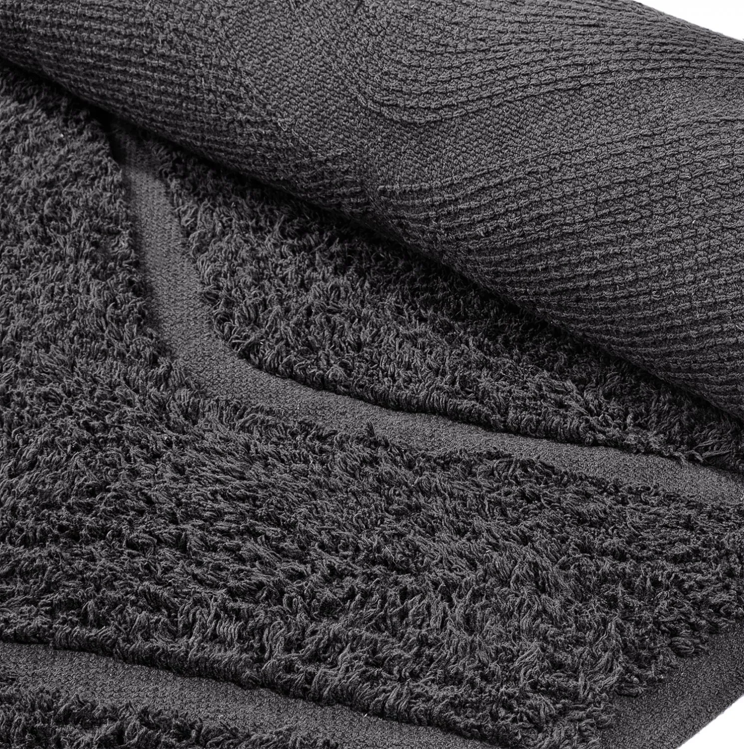 Kulatý koberec - Brynn Natural Cotton Shaggy (černá)
