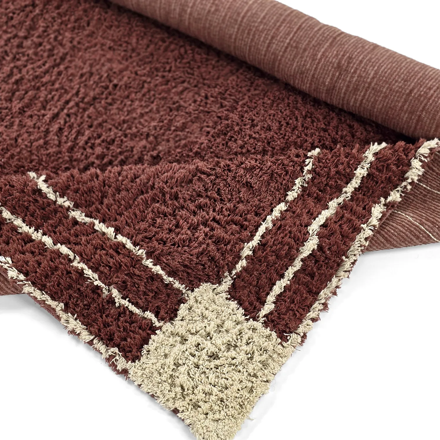 Shaggy koberce - Cataya Natural Cotton Shaggy (hnědá/béžová)