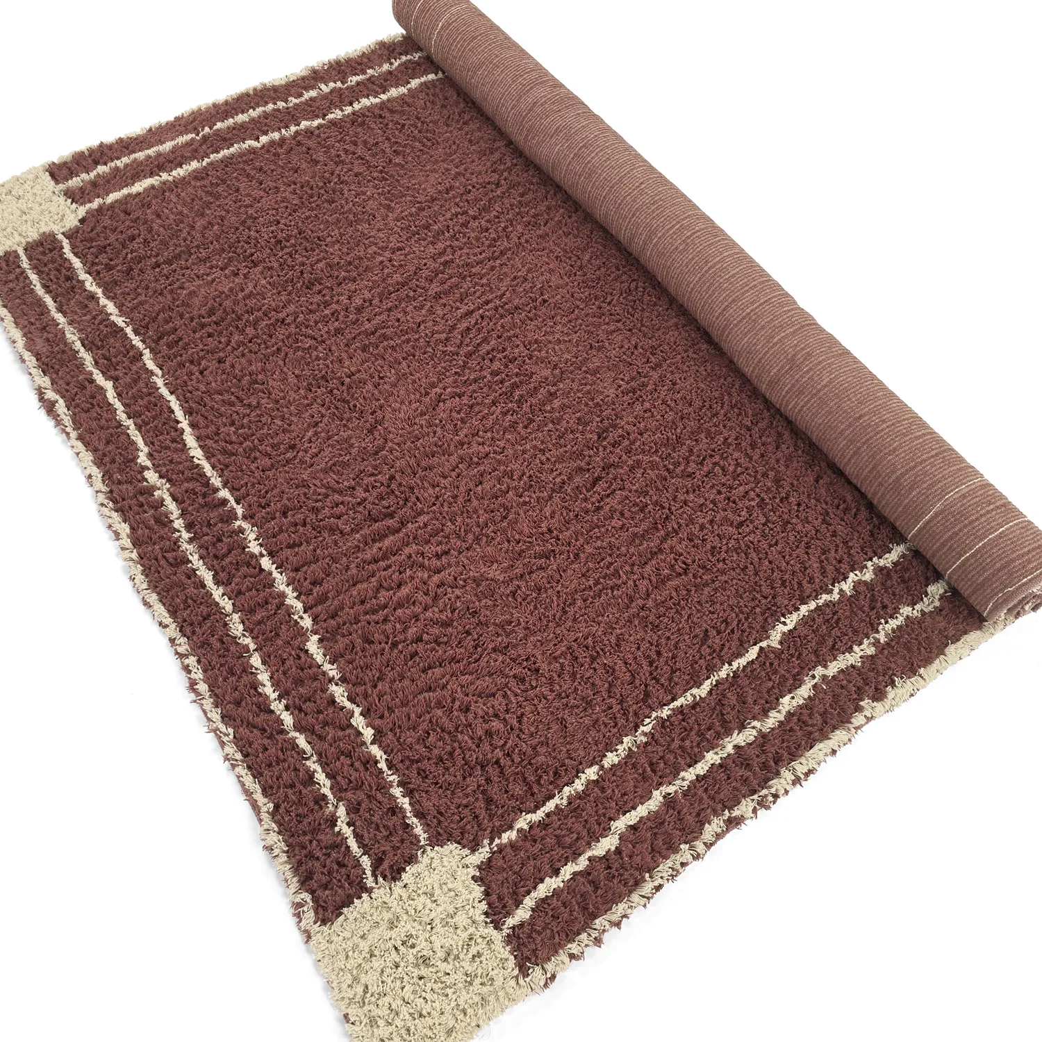 Shaggy koberce - Cataya Natural Cotton Shaggy (hnědá/béžová)