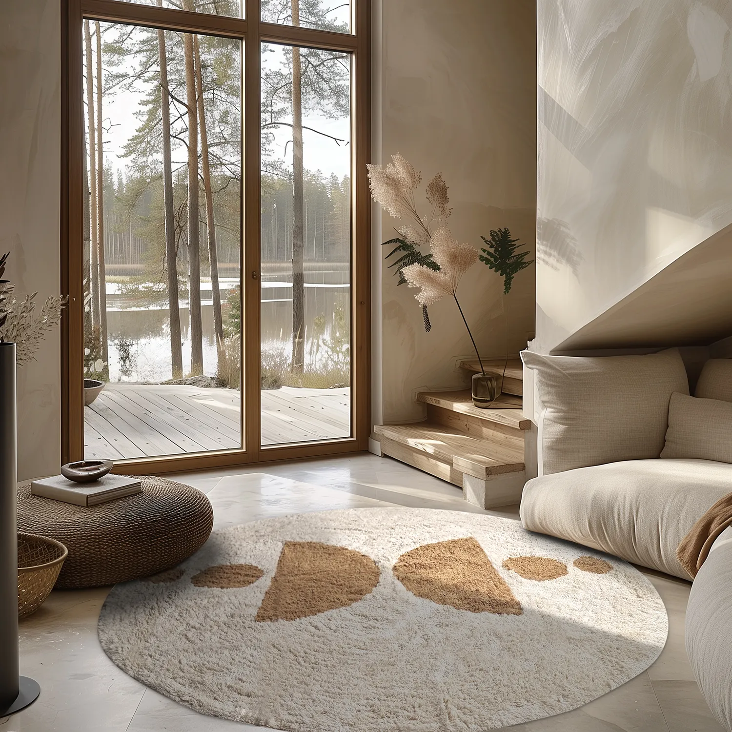 Kulatý koberec - Cervia Natural Cotton Shaggy (béžová)