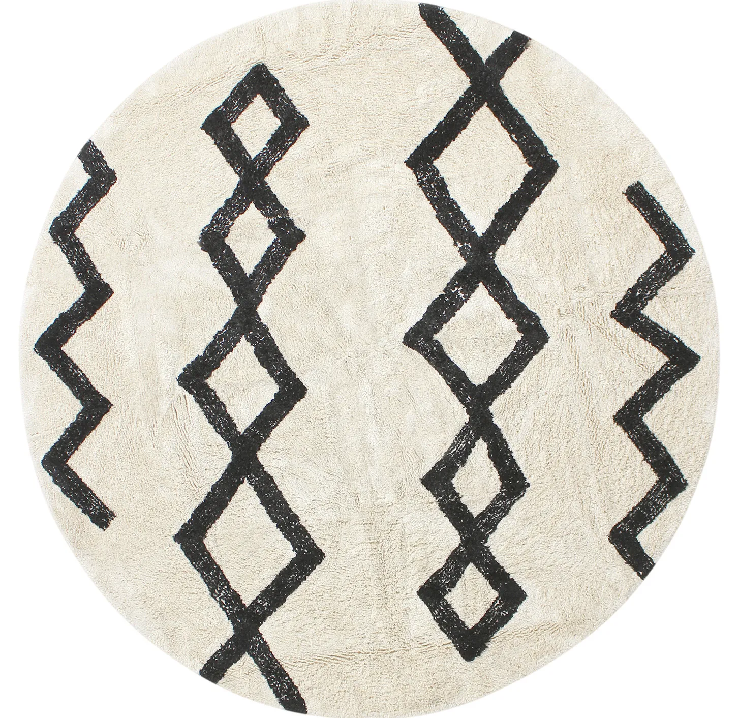 Kulatý koberec - Chablis Natural Cotton Shaggy (offwhite/černá)