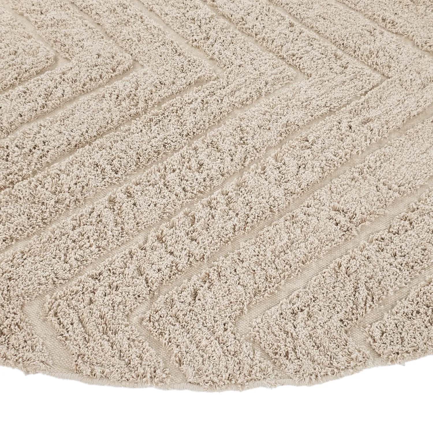 Kulatý koberec - Conara Natural Cotton Shaggy (béžový)