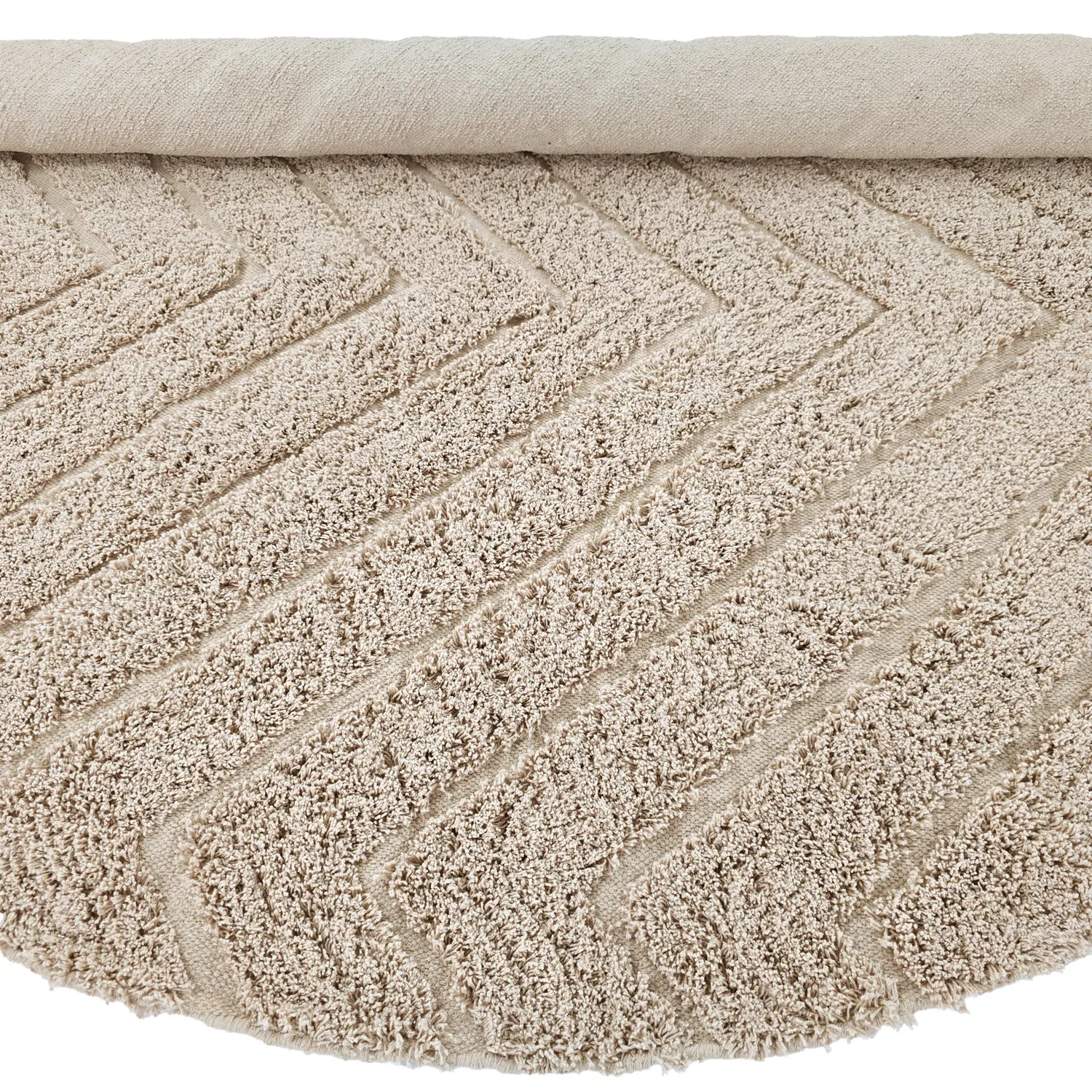 Kulatý koberec - Conara Natural Cotton Shaggy (béžový)