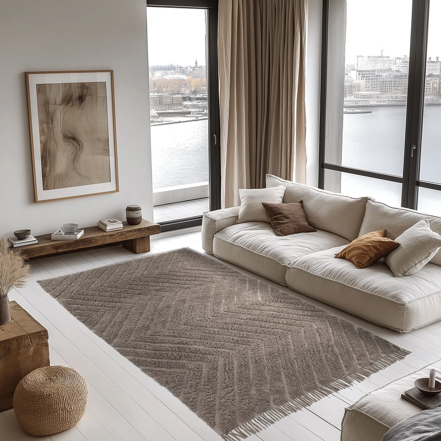 Shaggy koberce - Conara Natural Cotton Shaggy (taupe)