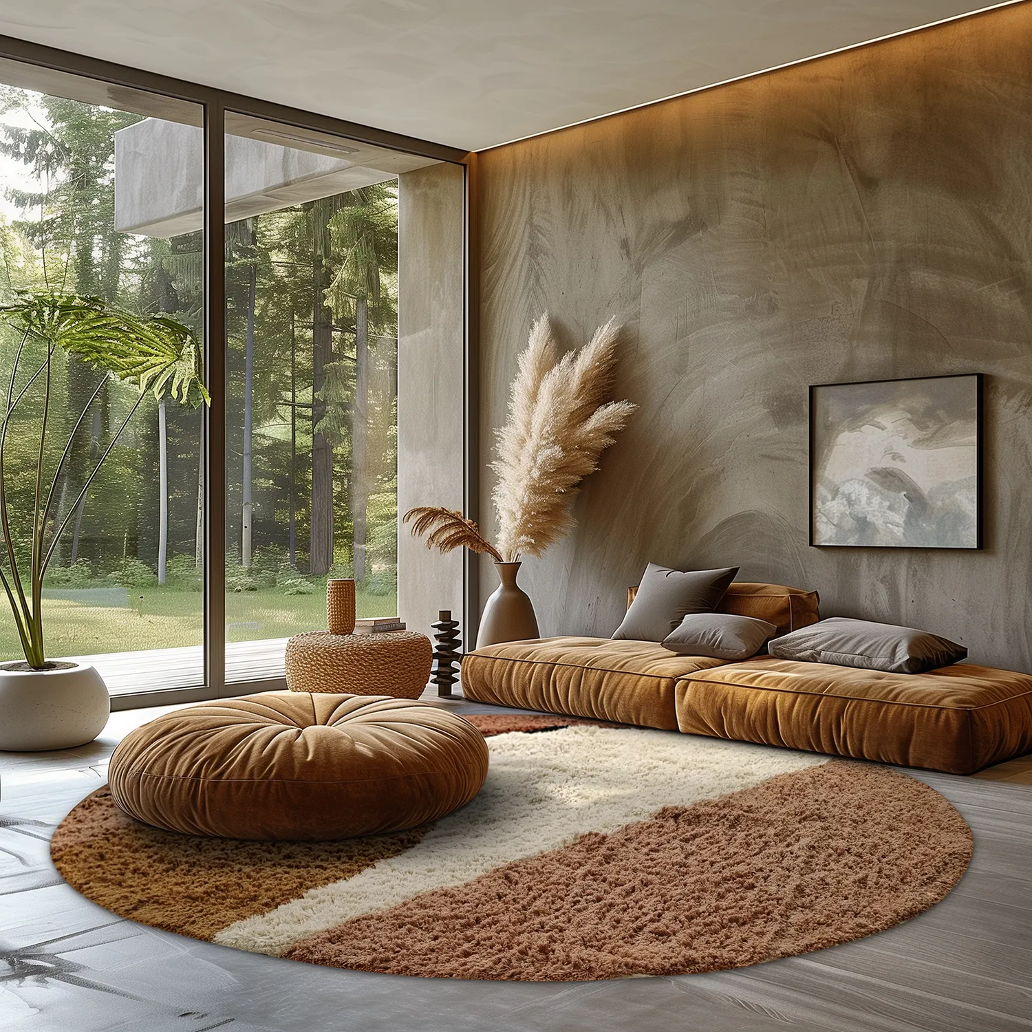Kulatý koberec - Donostia Natural Cotton Shaggy (vícebarevná)
