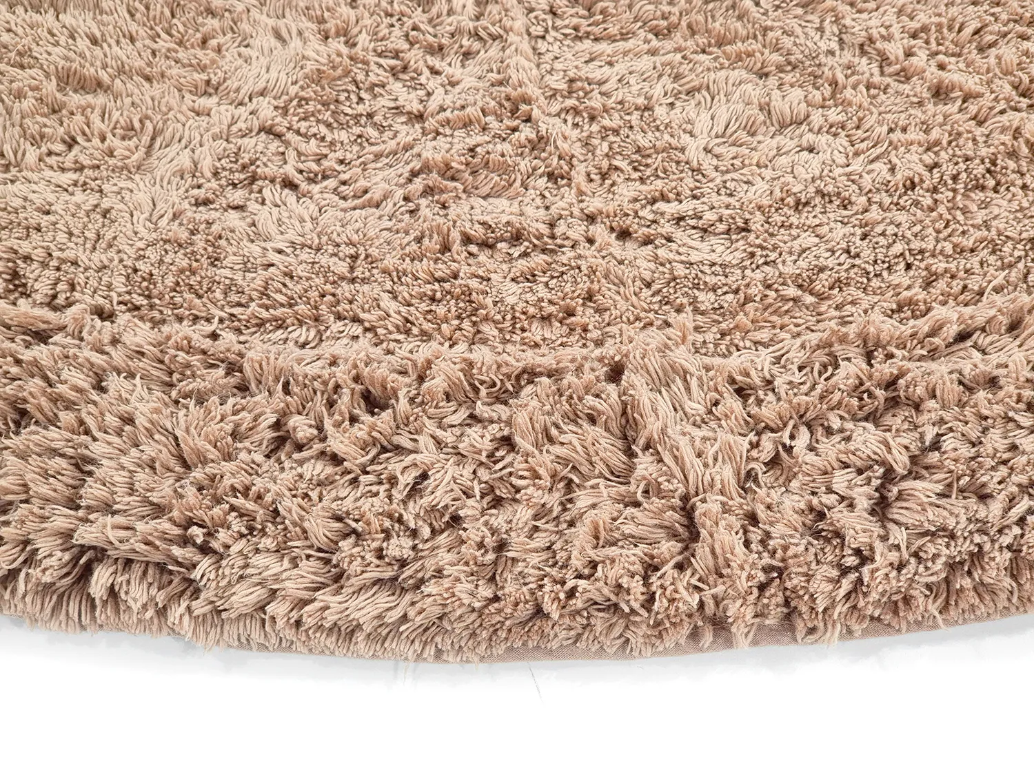 Kulatý koberec - Ebba Natural Cotton Shaggy (hnědý)