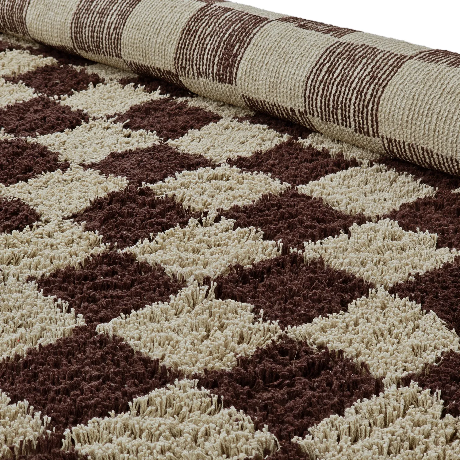 Shaggy koberce - Elsey Natural Cotton Shaggy (béžová/hnědá)