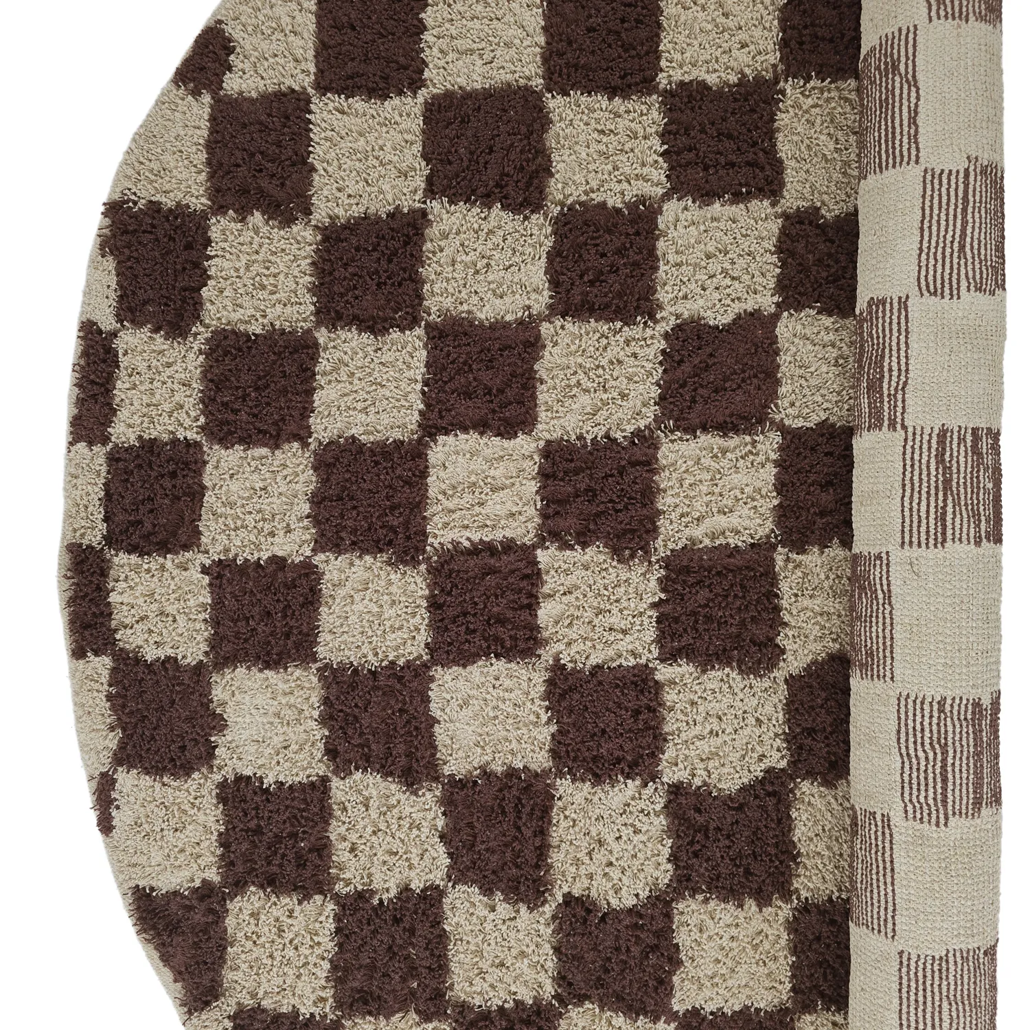 Kulatý koberec - Elsey Natural Cotton Shaggy (béžová/hnědá)