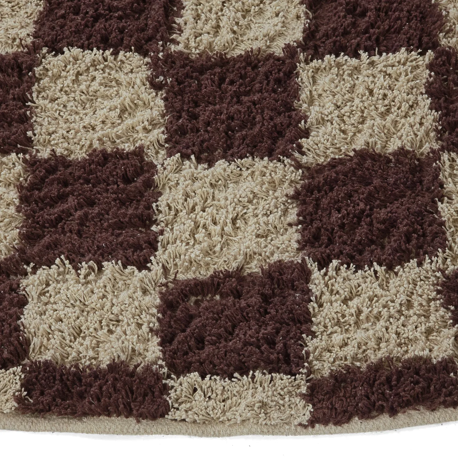 Kulatý koberec - Elsey Natural Cotton Shaggy (béžová/hnědá)