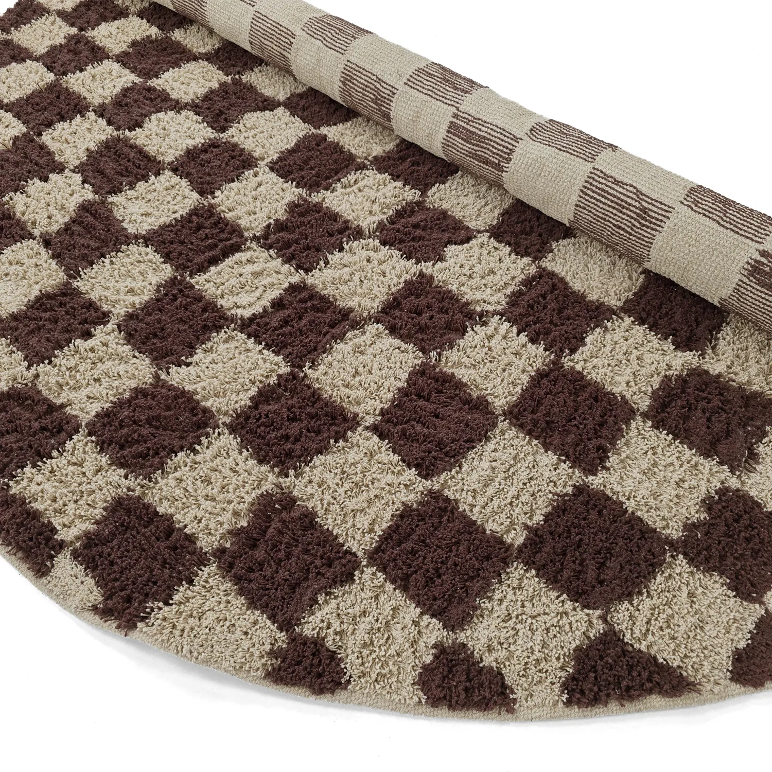 Kulatý koberec - Elsey Natural Cotton Shaggy (béžová/hnědá)