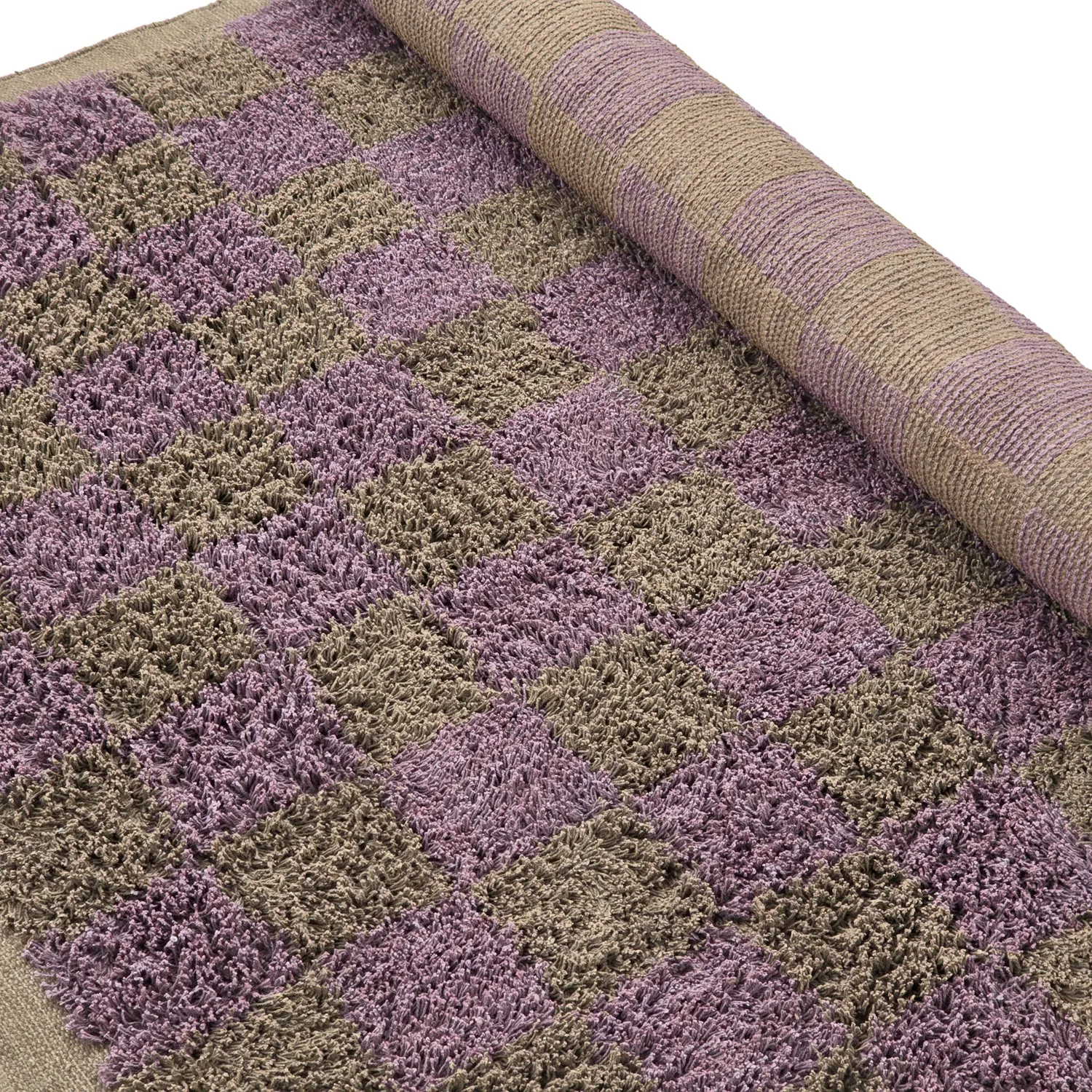 Shaggy koberce - Elsey Natural Cotton Shaggy (hnědá/fialová)