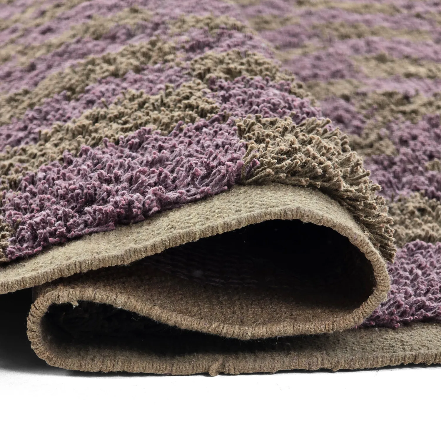 Shaggy koberce - Elsey Natural Cotton Shaggy (hnědá/fialová)