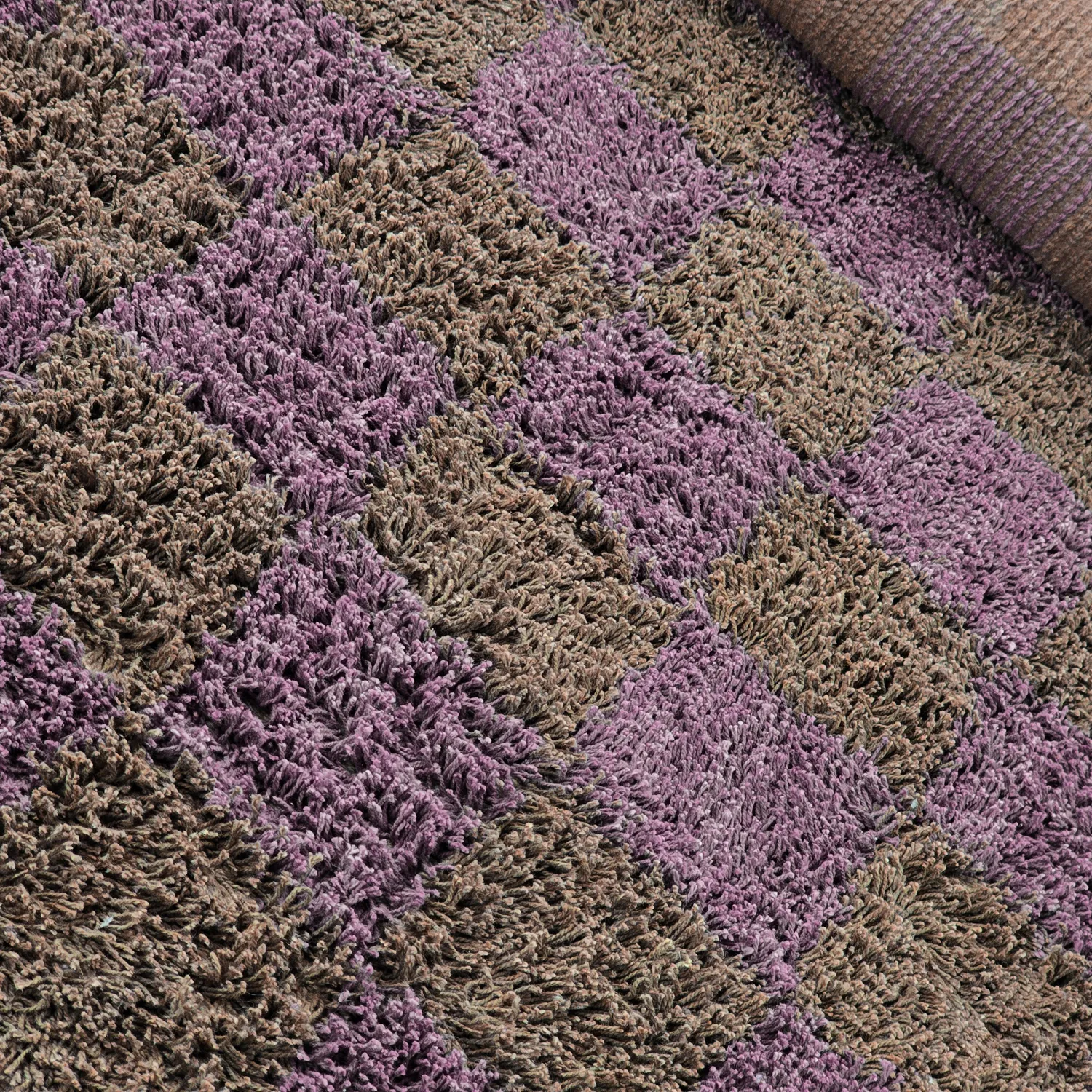 Shaggy koberce - Elsey Natural Cotton Shaggy (hnědá/fialová)