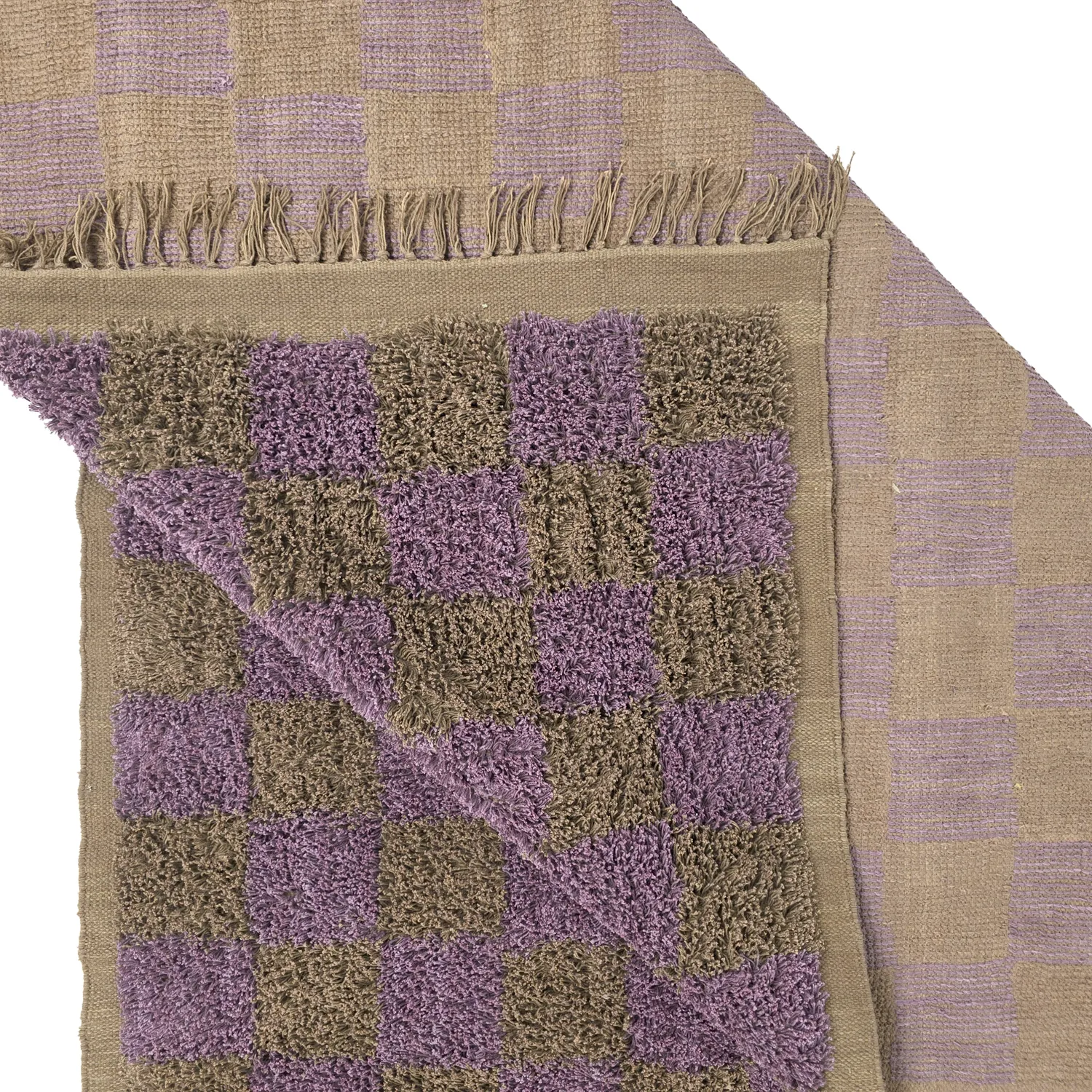 Shaggy koberce - Elsey Natural Cotton Shaggy (hnědá/fialová)