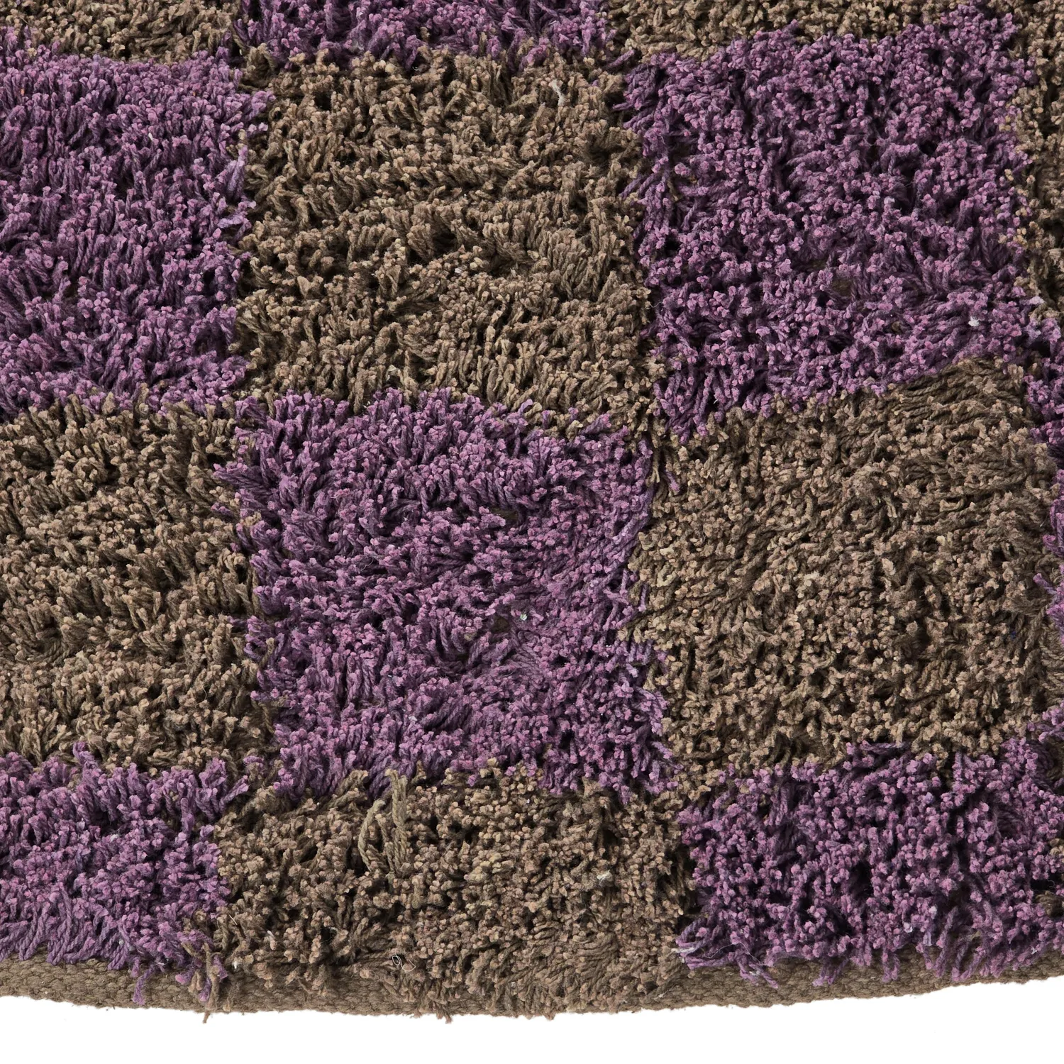 Kulatý koberec - Elsey Natural Cotton Shaggy (hnědá/fialová)
