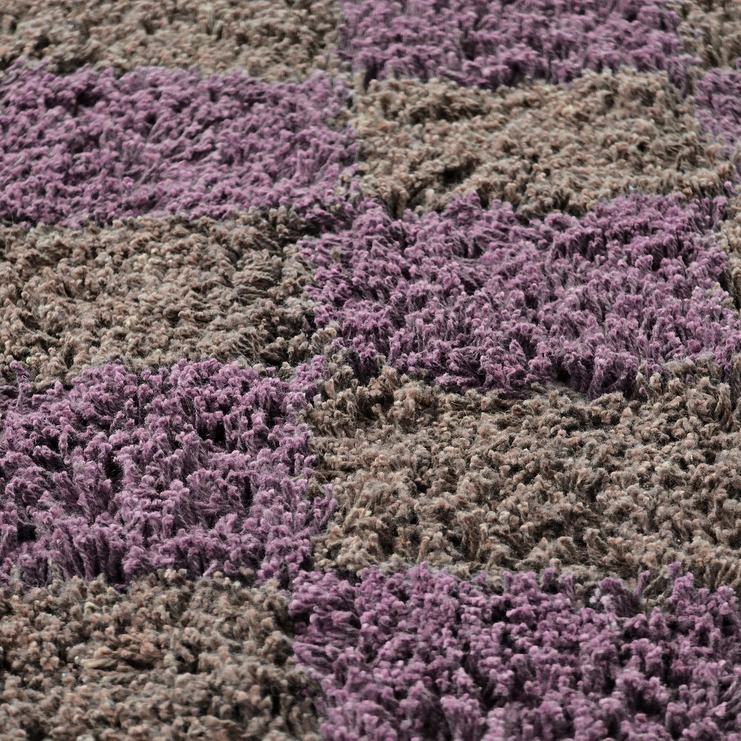 Kulatý koberec - Elsey Natural Cotton Shaggy (hnědá/fialová)