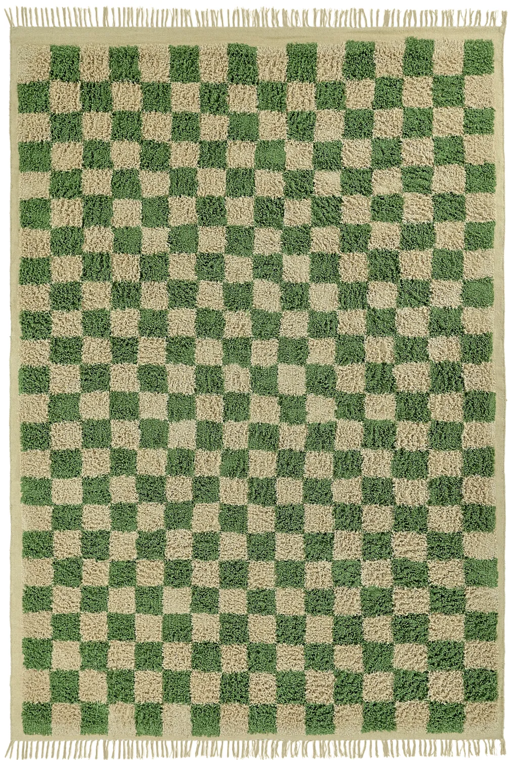 Shaggy koberce - Elsey Natural Cotton Shaggy (zelená/béžová)