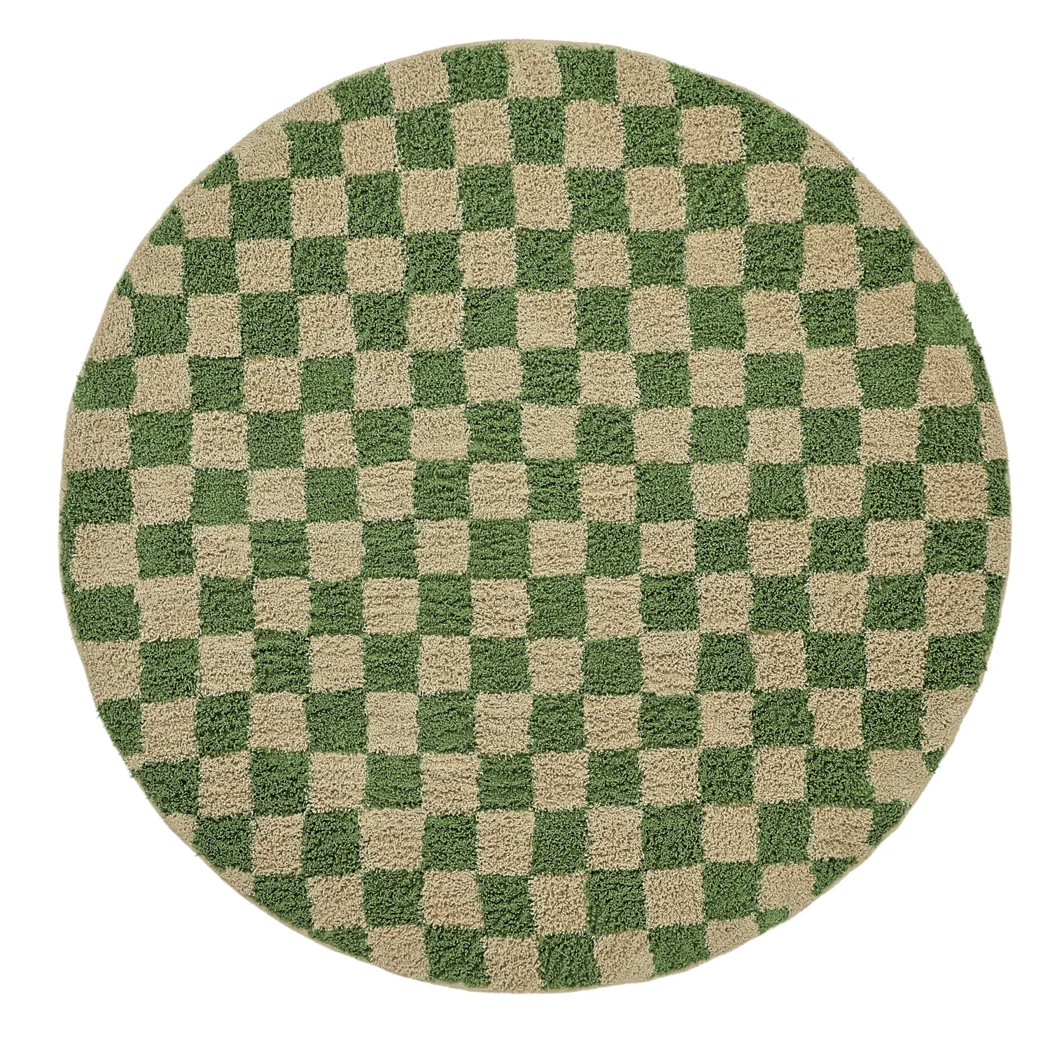 Kulatý koberec - Elsey Natural Cotton Shaggy (zelená/béžová)