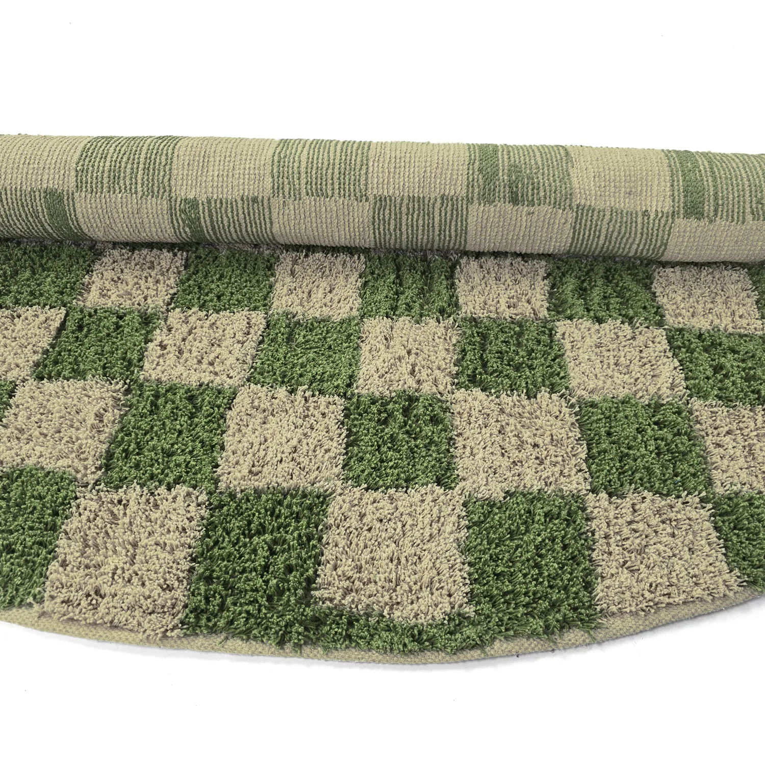Kulatý koberec - Elsey Natural Cotton Shaggy (zelená/béžová)